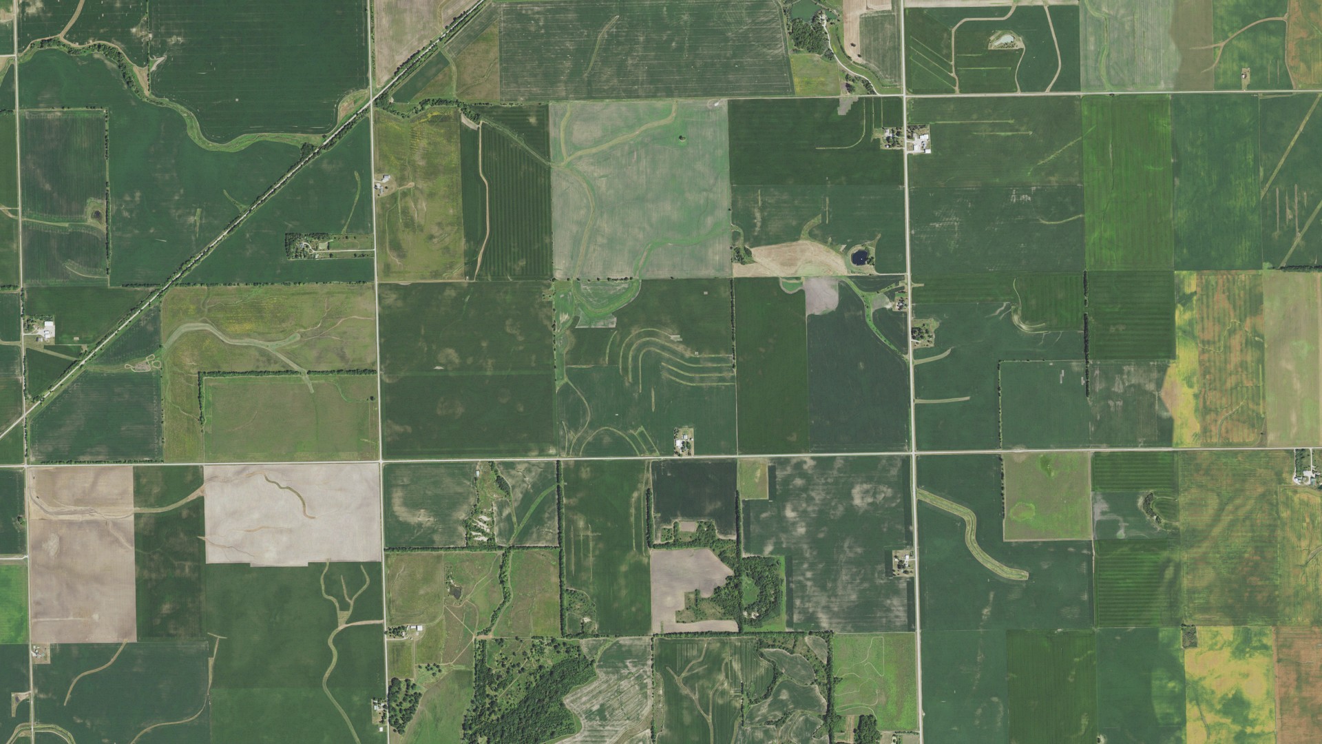 Aerial view of land around Chatsworth, Illinois