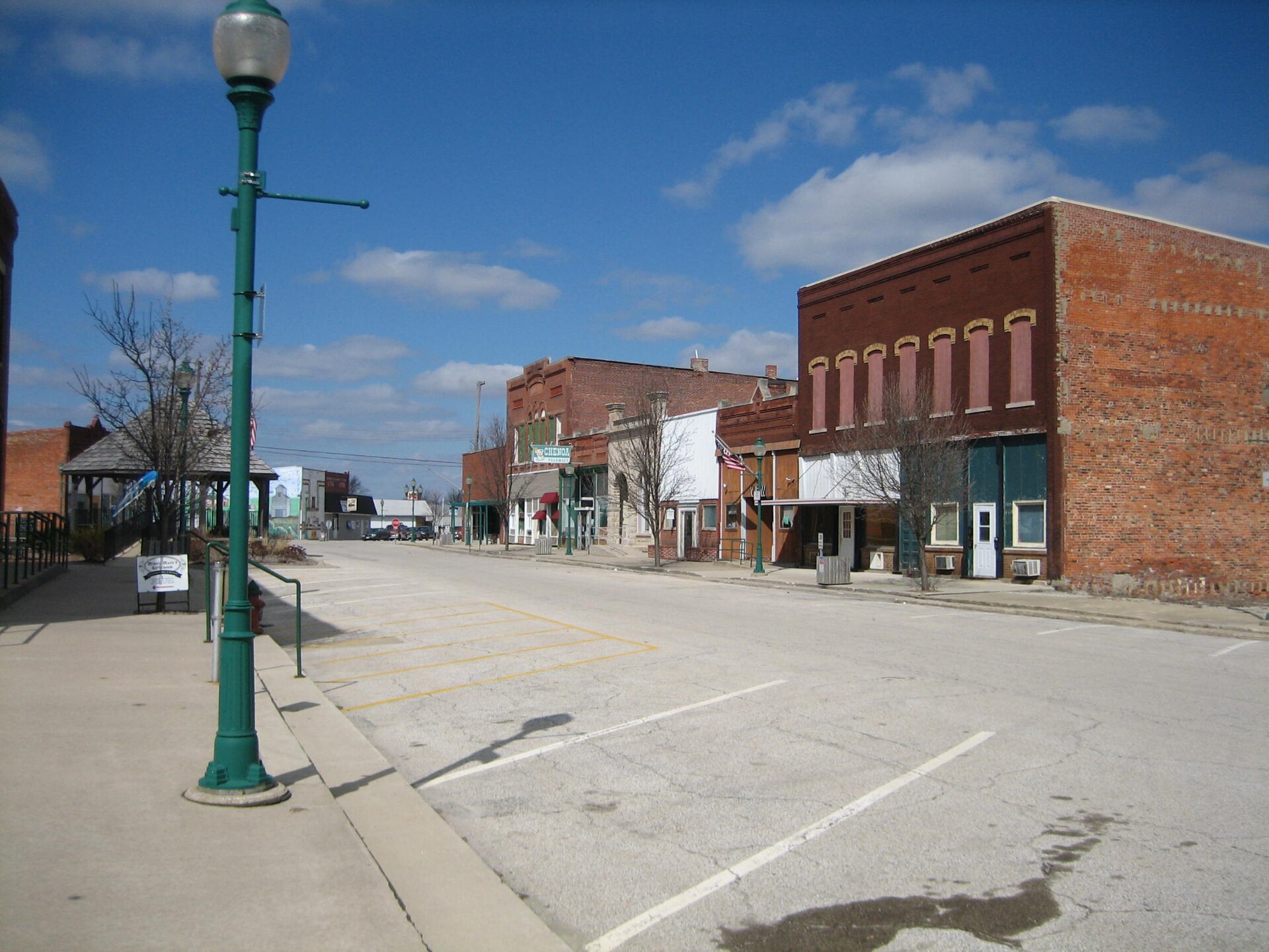 Downtown streets in Chenoa, Illinois