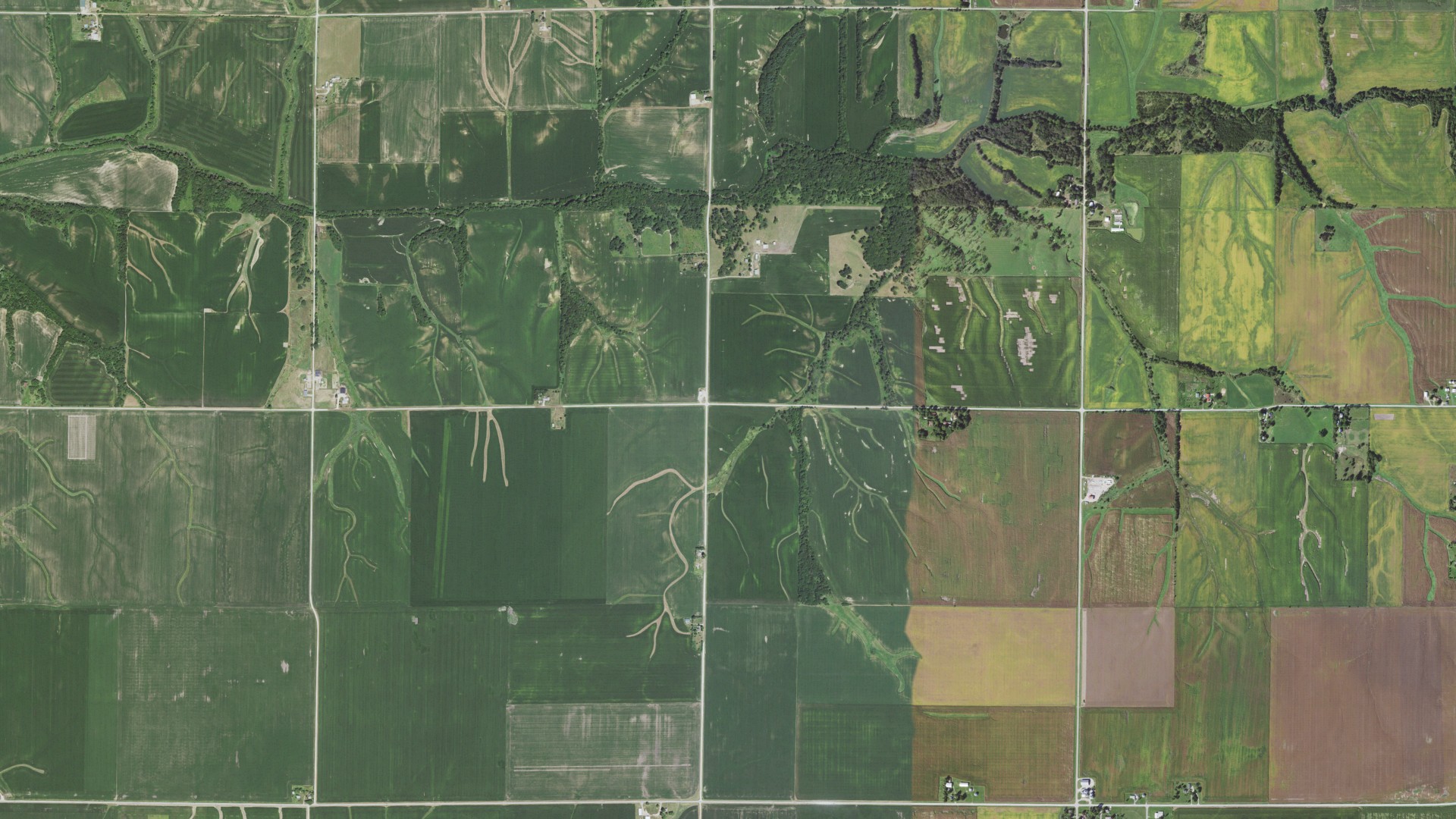 Natural-color aerial photograph of land around North Henderson, Illinois