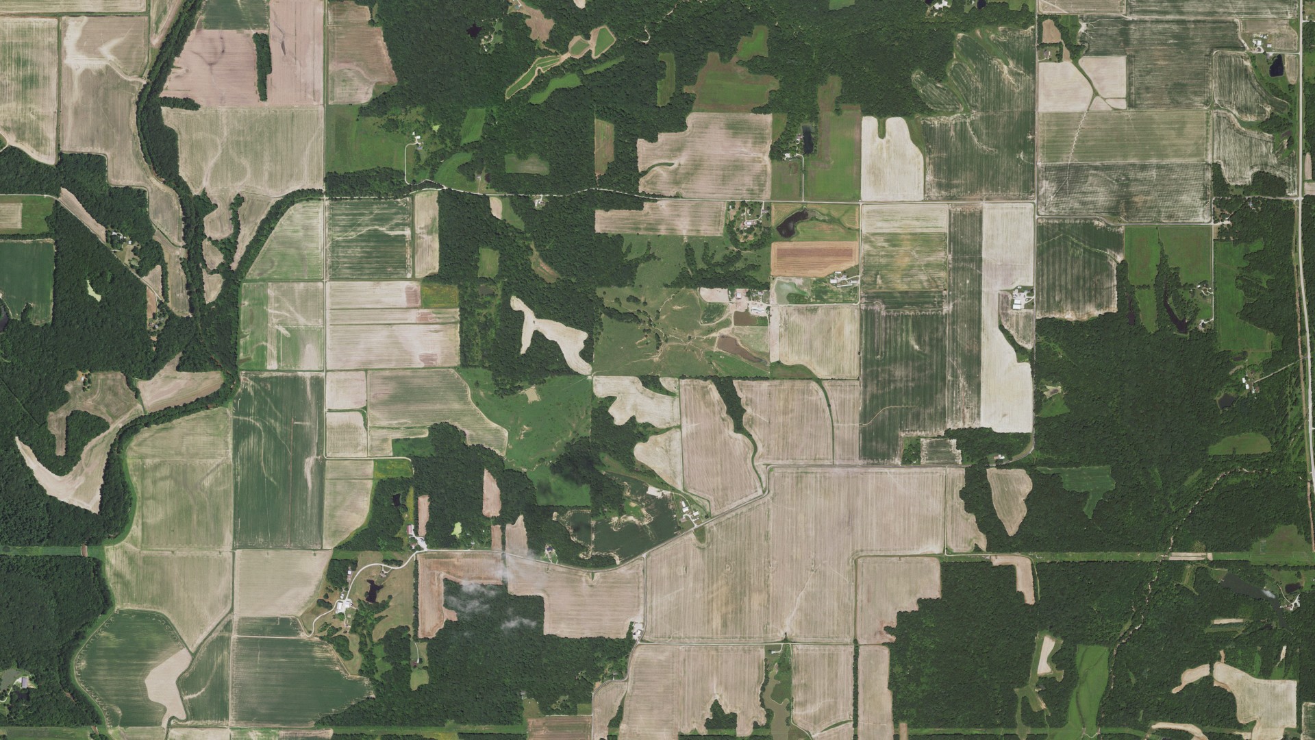 Aerial view of land around Grisham, Illinois
