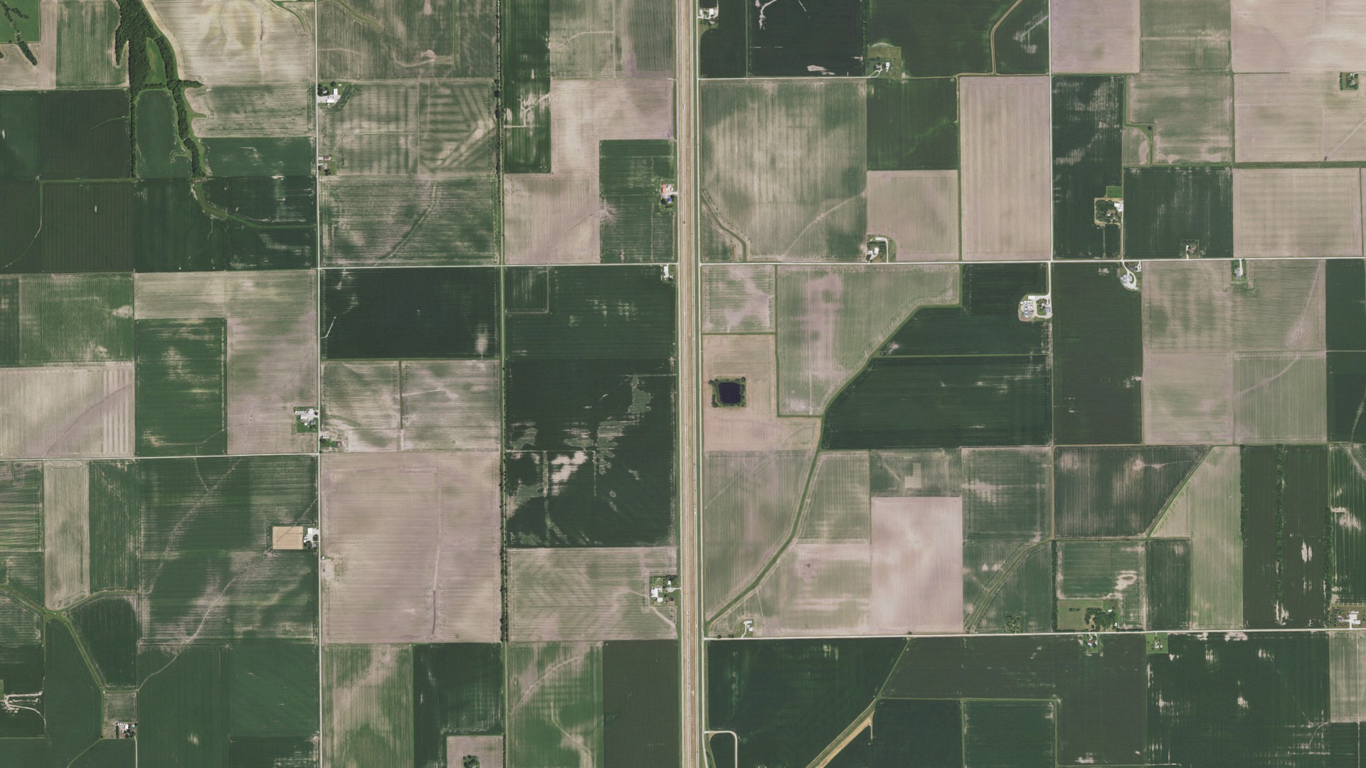 Aerial view of land around Pitman, Illinois