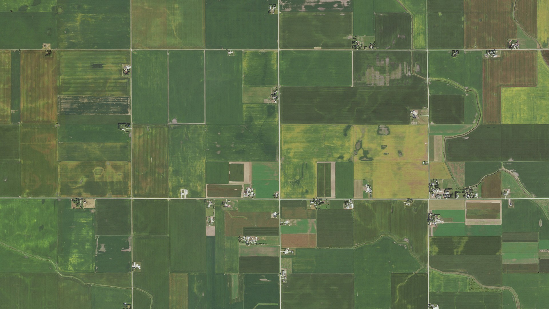 Natural-color aerial photograph of land around Lowe, Illinois