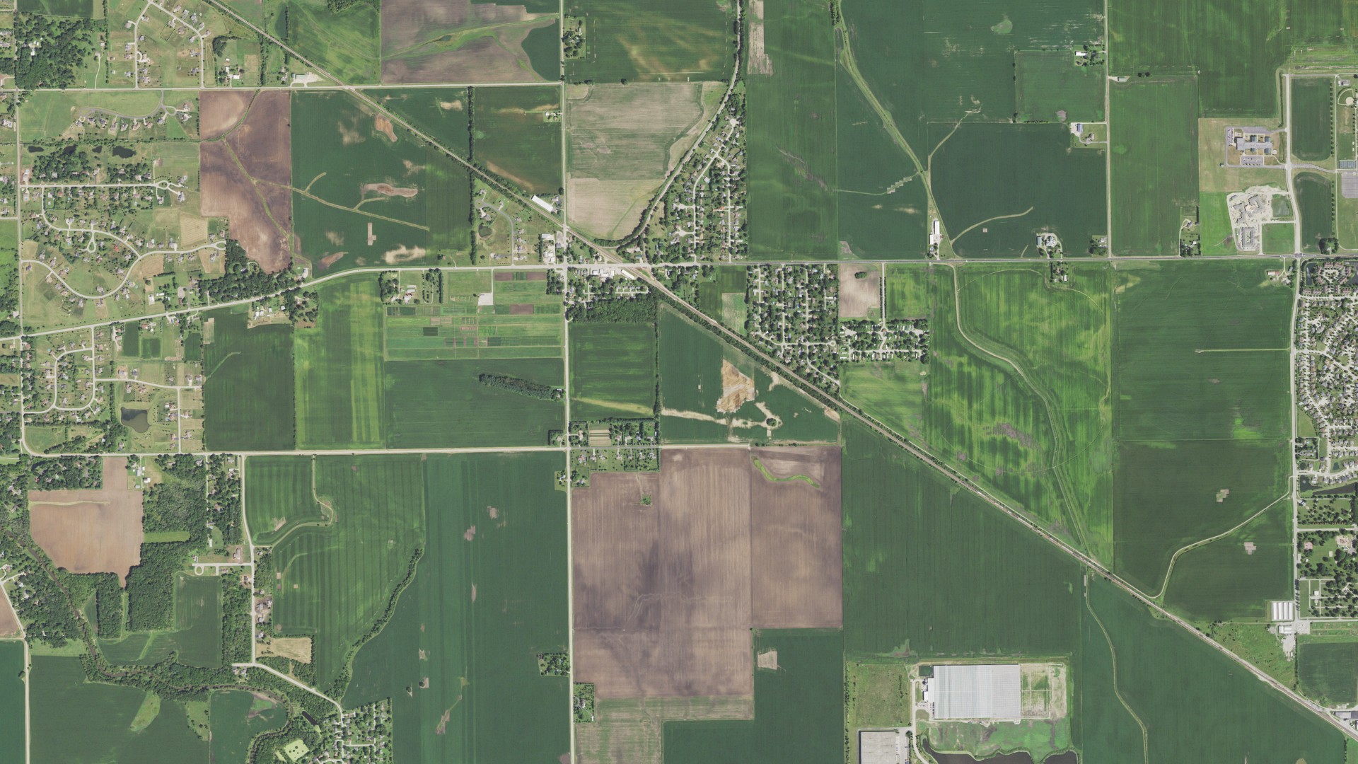 Aerial view of land around Flagg, Illinois