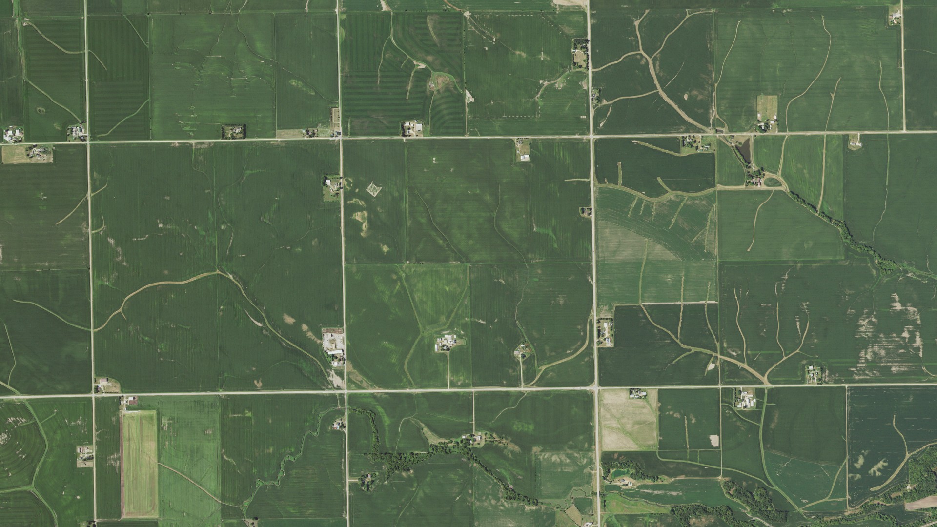 Aerial view of land around Forreston, Illinois