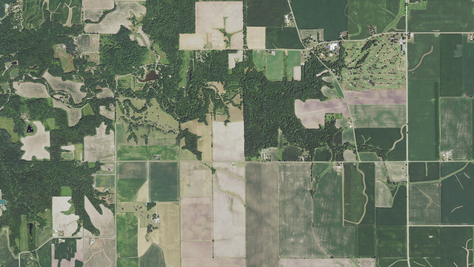 Aerial view of land around Magnolia, Illinois