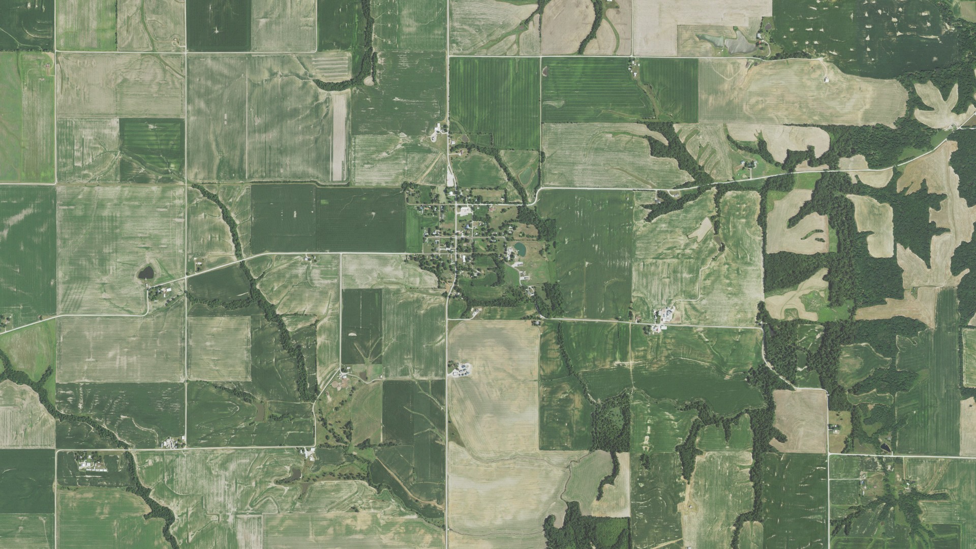 Aerial view of land around Columbus, Illinois