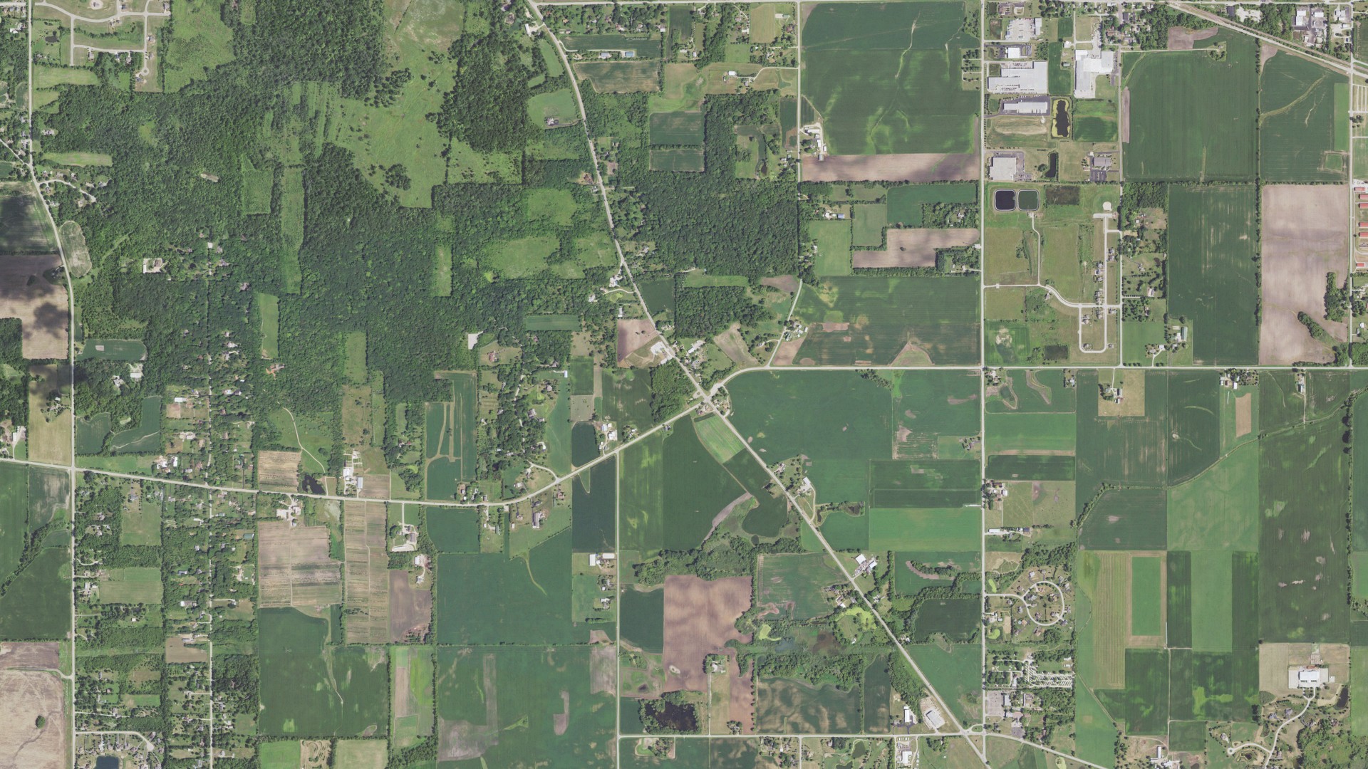 Aerial view of land around Coral, Illinois
