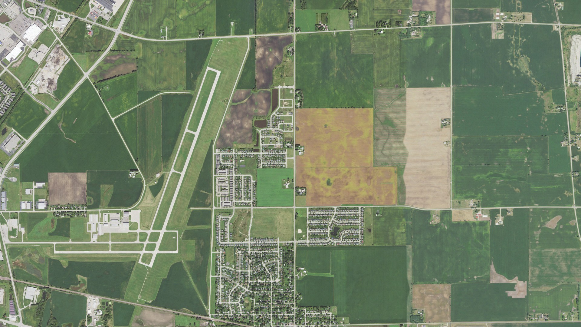 Aerial view of land around Cortland, Illinois