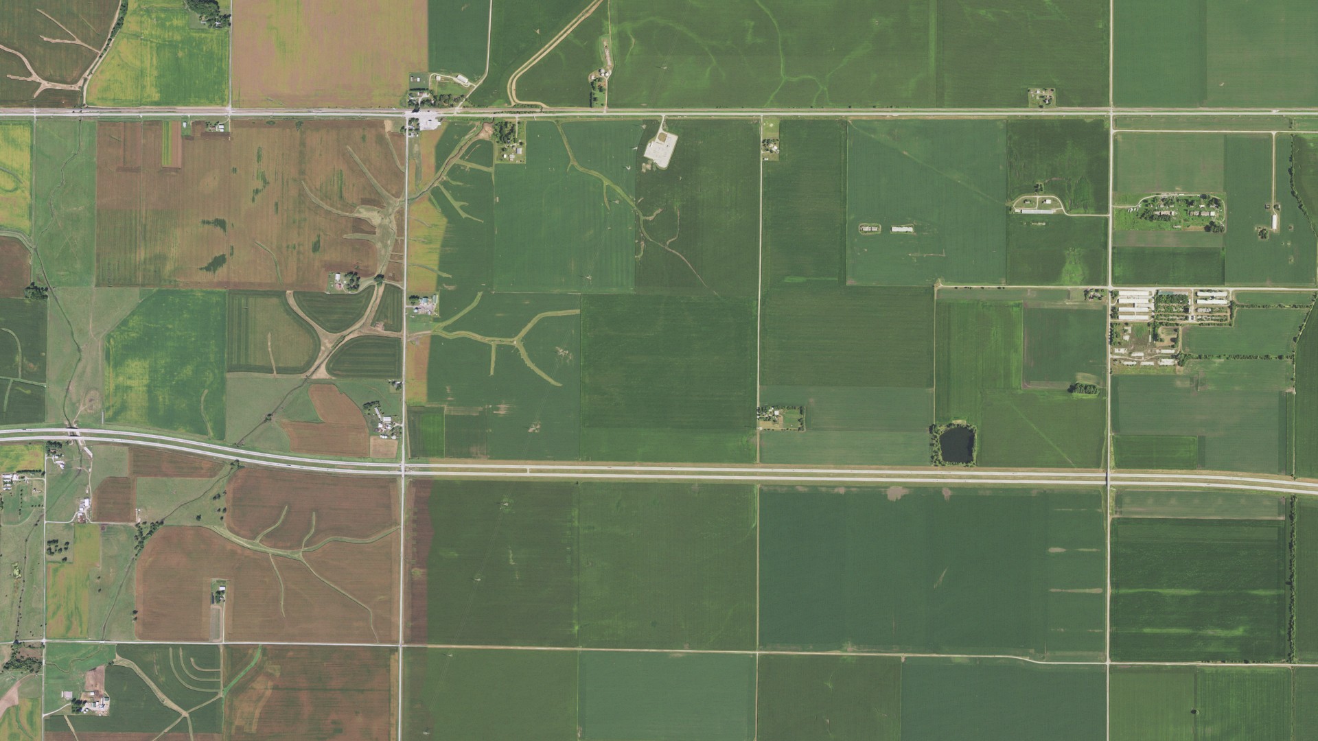 Aerial view of land around Lanesville, Illinois