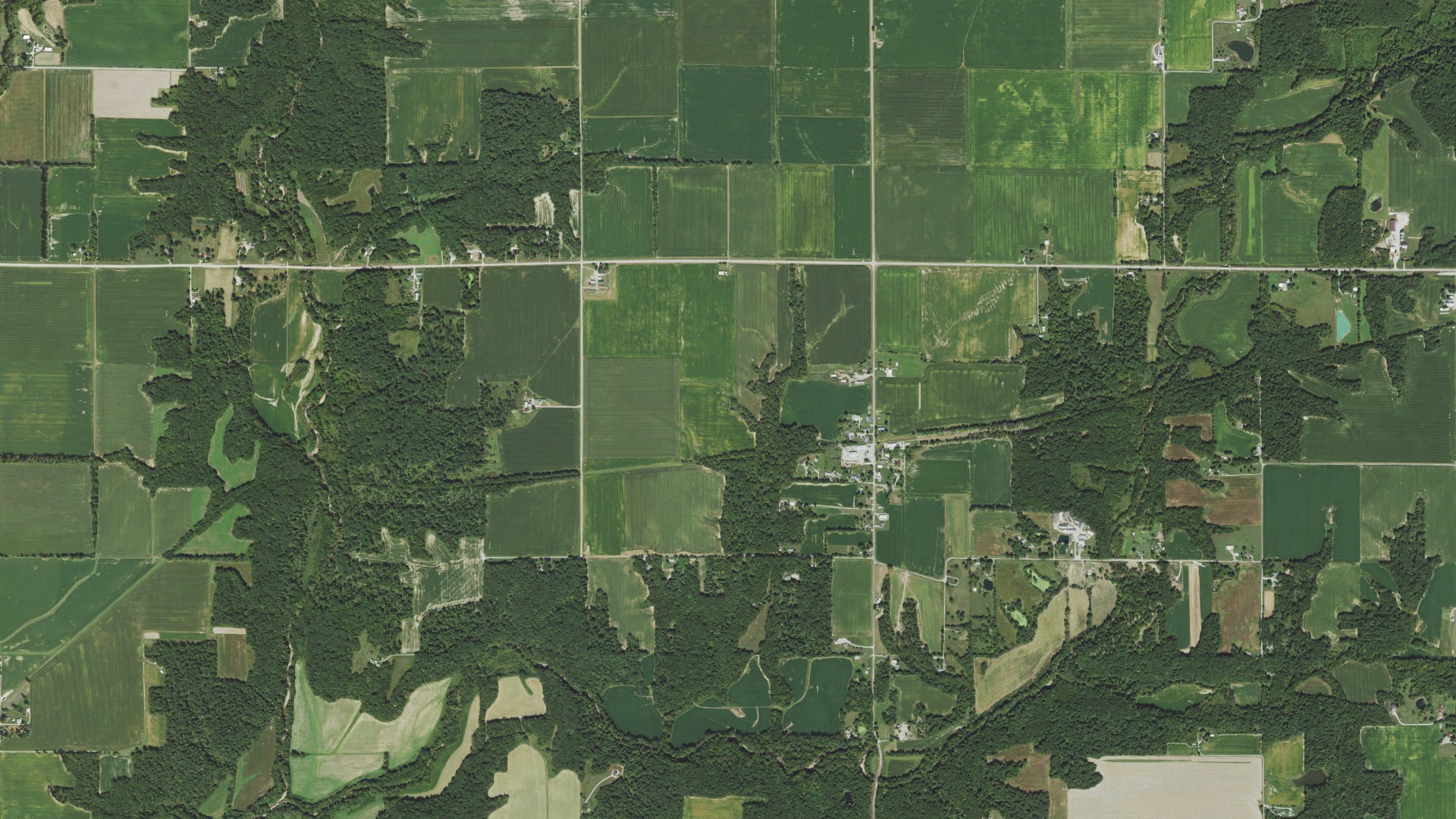 Aerial view of land around Big Spring, Illinois