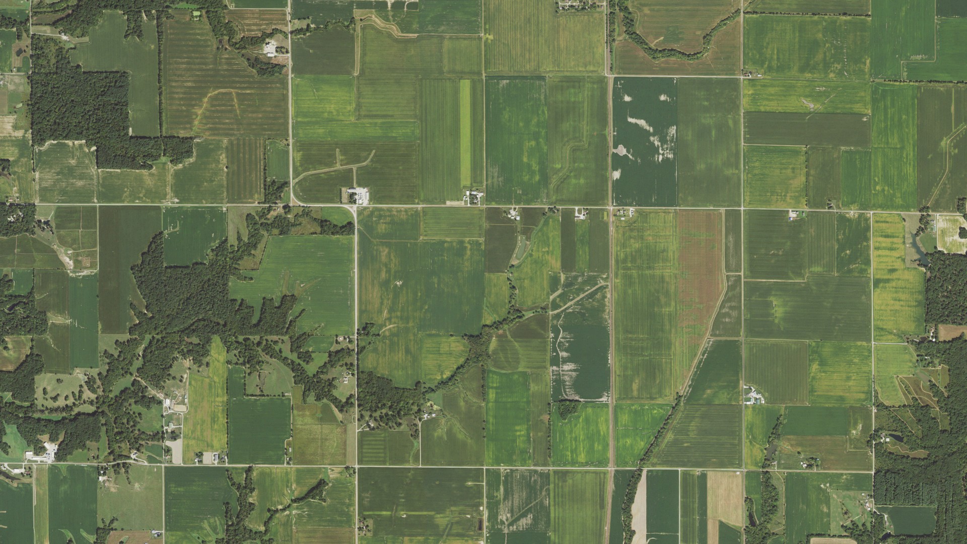 Aerial view of land around Clarksburg, Illinois