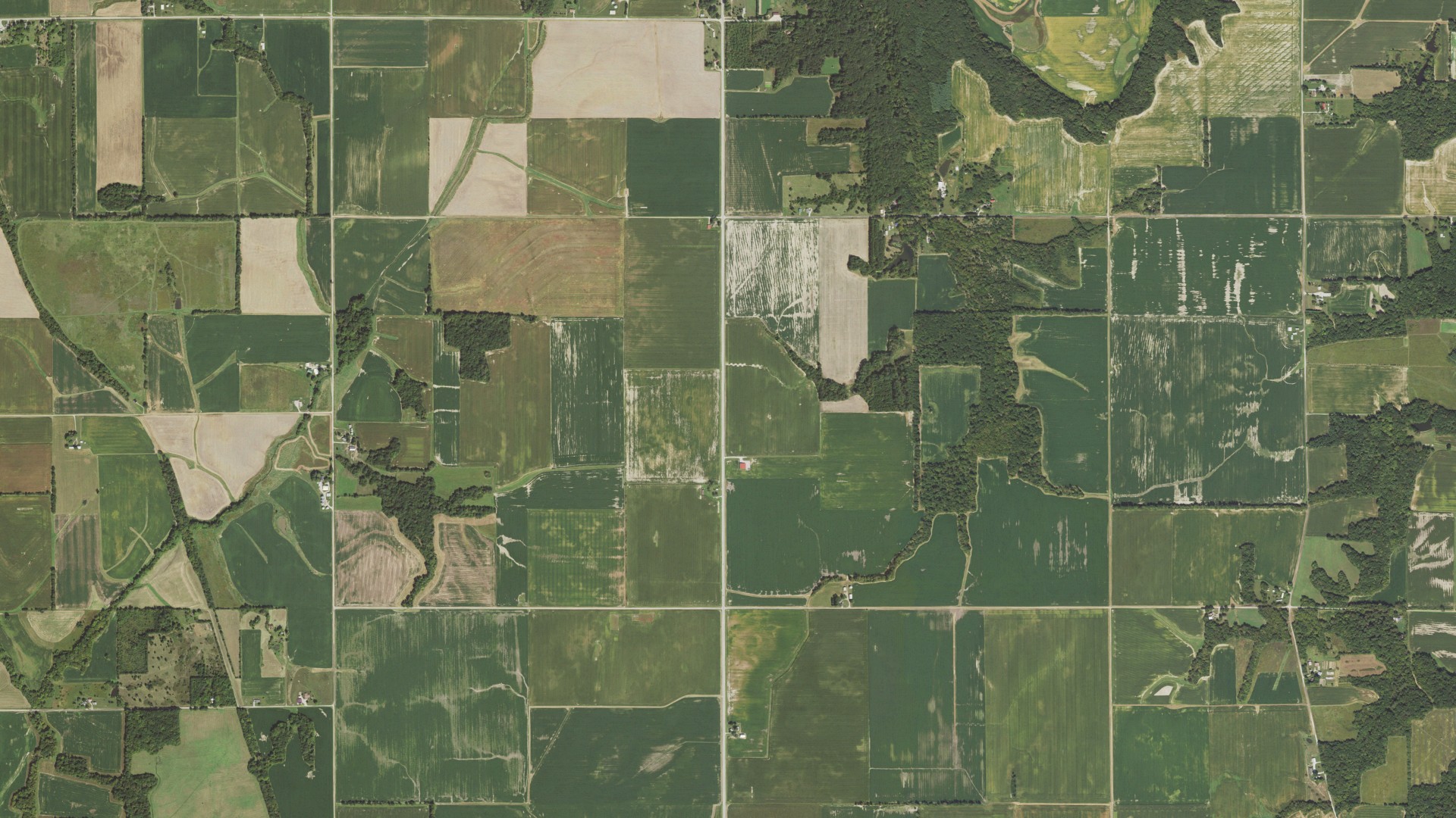 Natural-color aerial photograph of land around Lakewood, Illinois