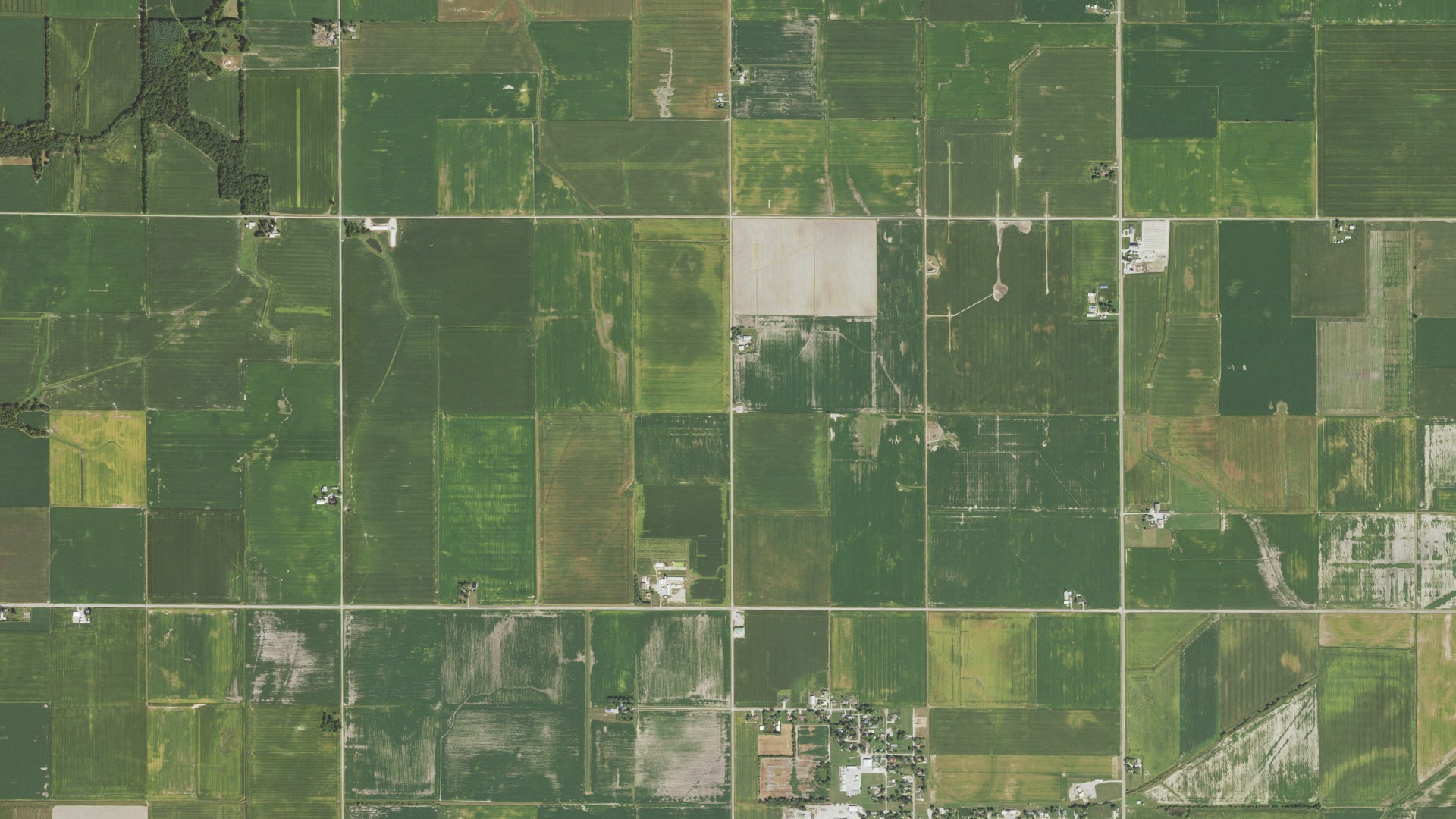 Natural-color aerial photograph of land around Prairie, Illinois