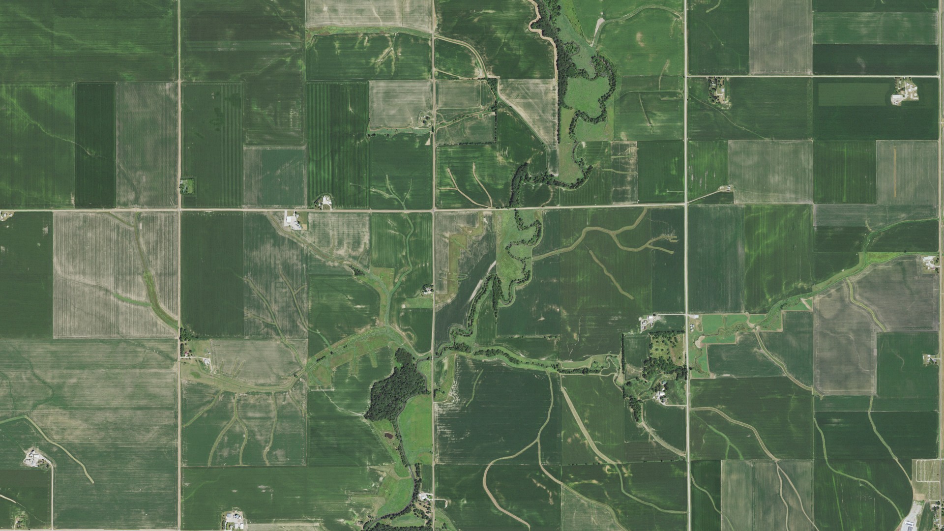 Aerial view of land around Osceola, Illinois