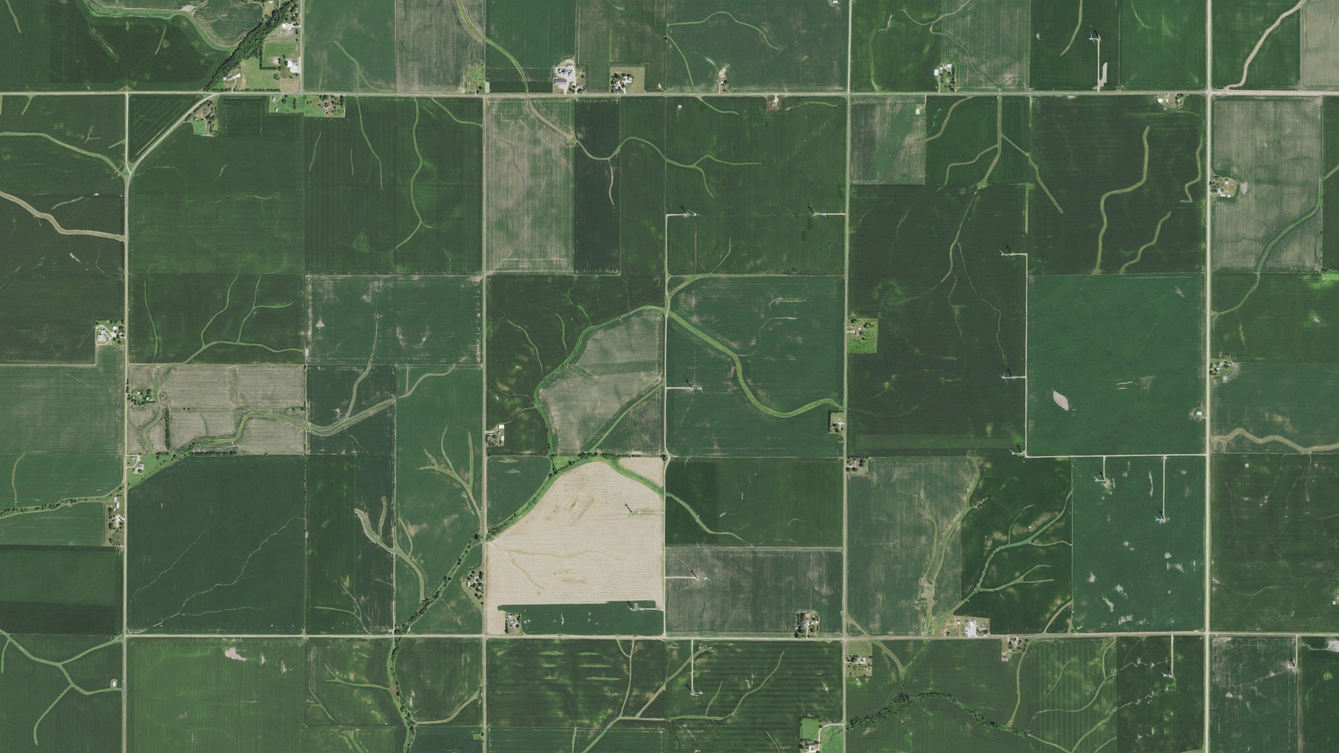 Aerial view of land around Penn, Illinois