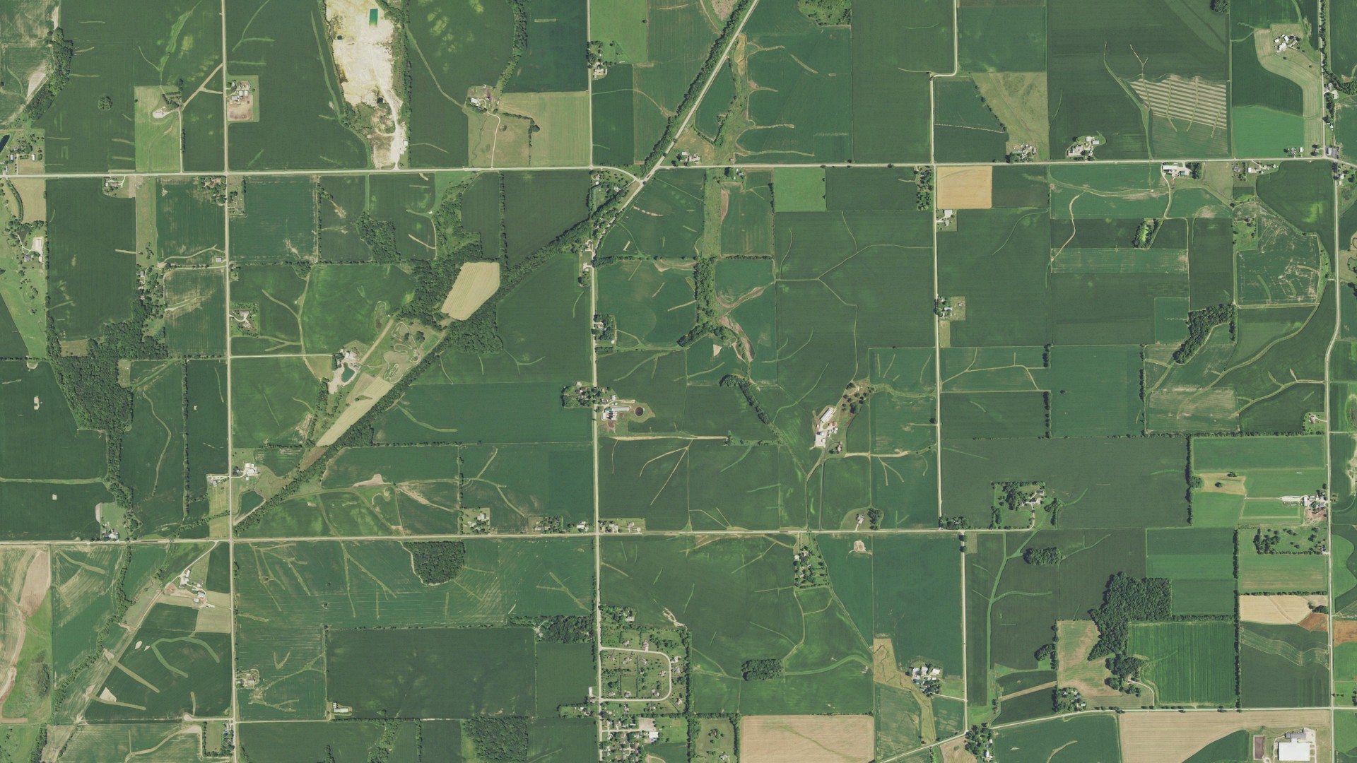 Aerial view of land around Lancaster, Illinois