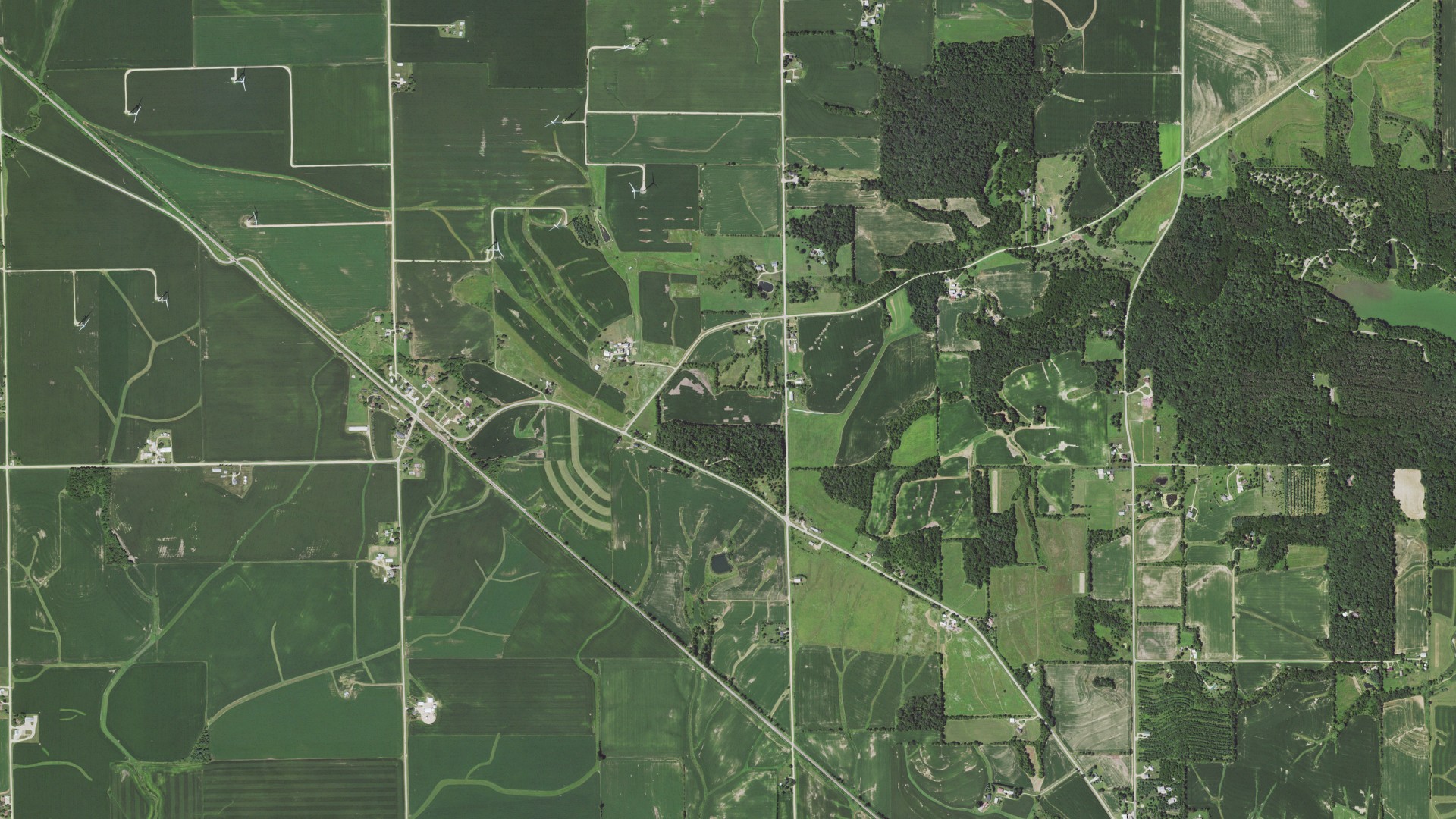 Aerial view of land around West Point, Illinois