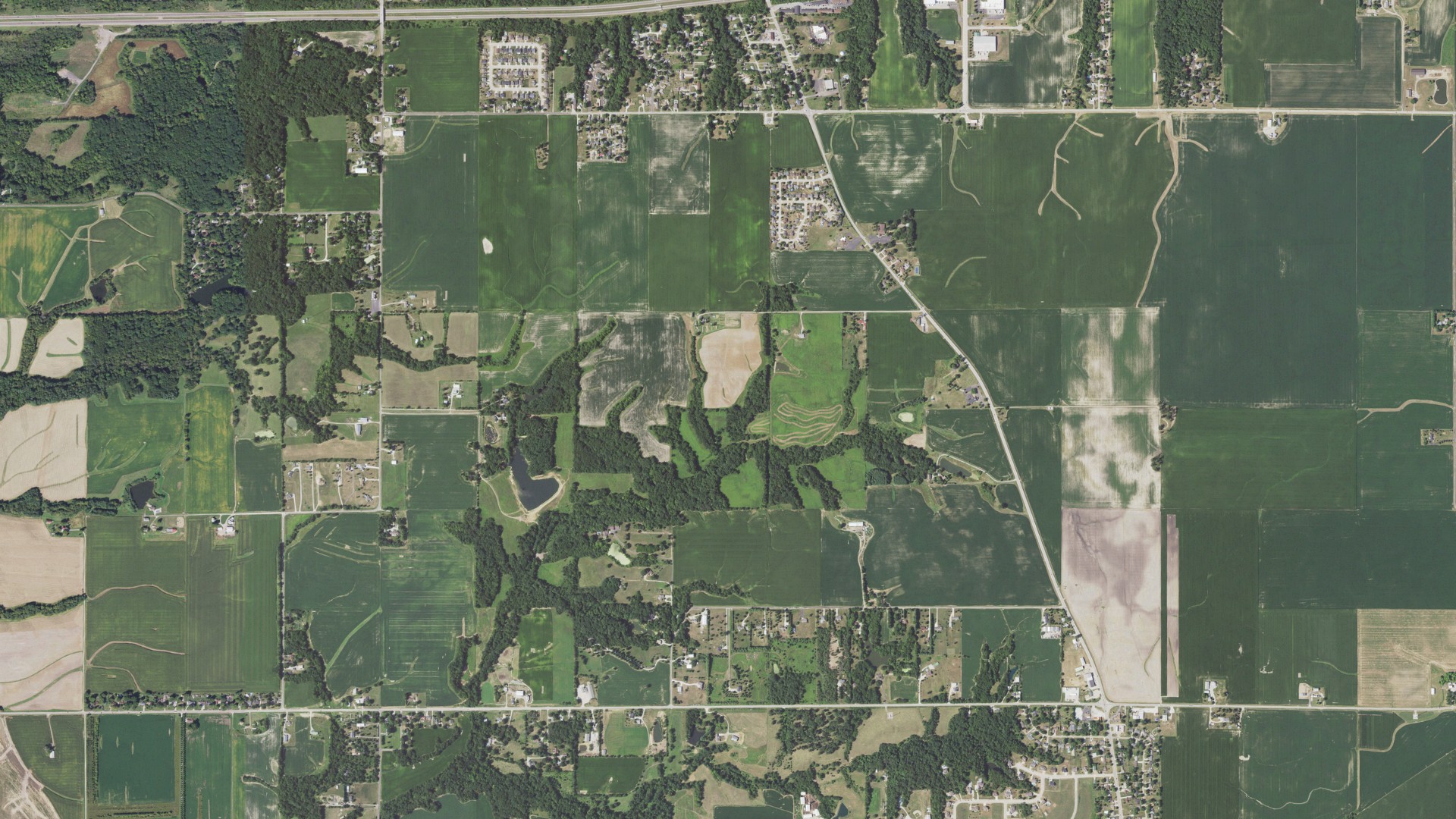 Aerial view of land around Groveland, Illinois