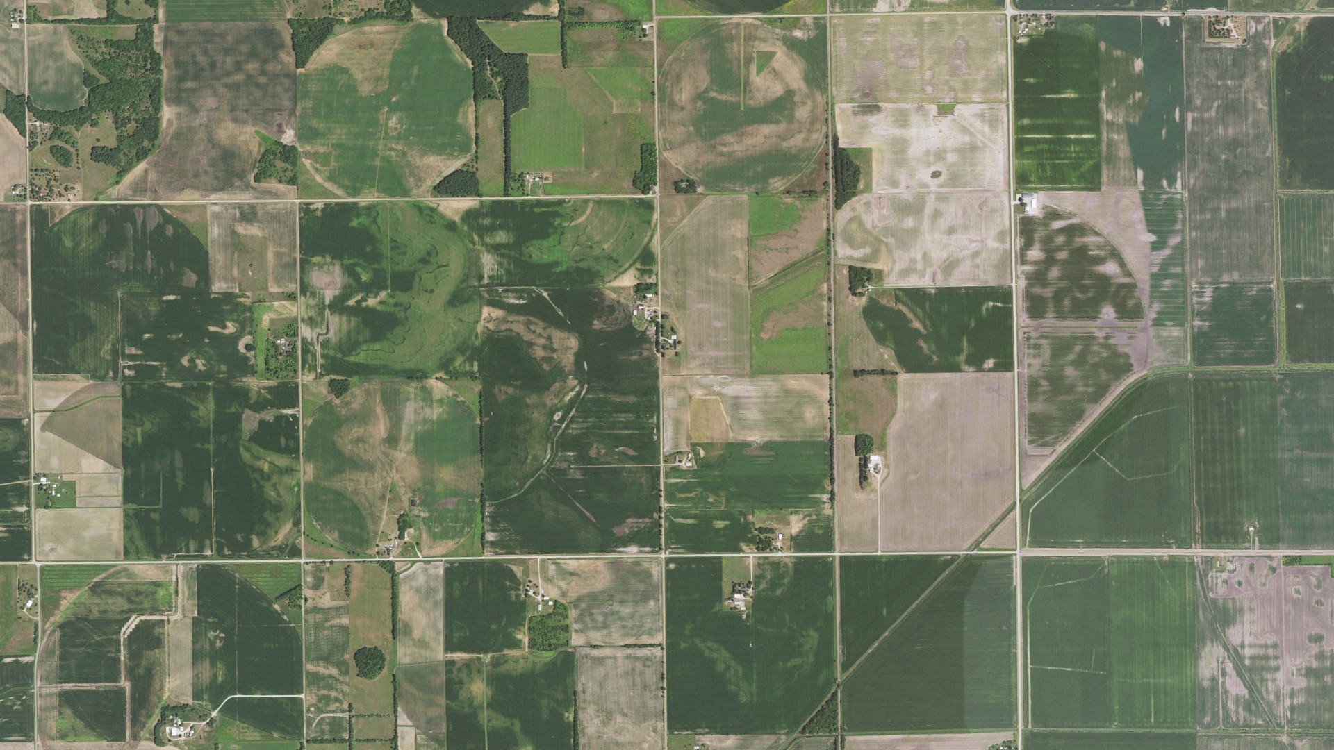 Aerial view of land around Malone, Illinois