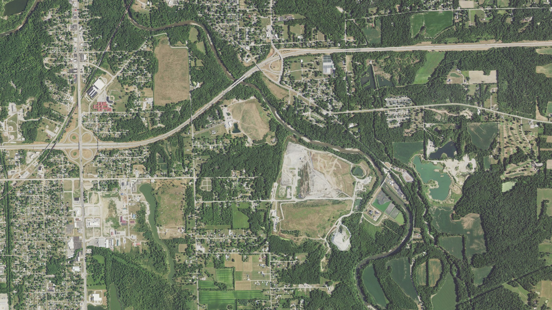 Aerial view of land around Danville, Illinois