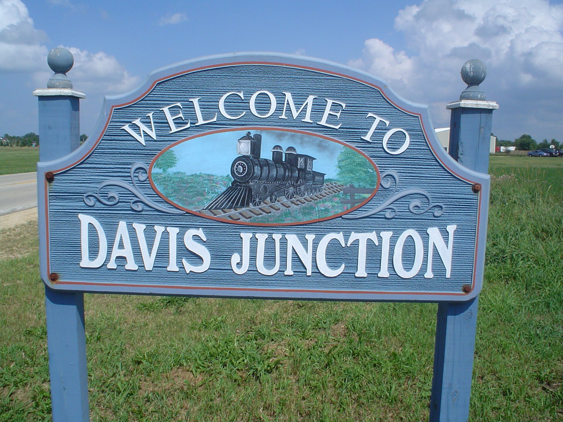 Sign leading into the west side of Davis Junction, Illinois, USA.