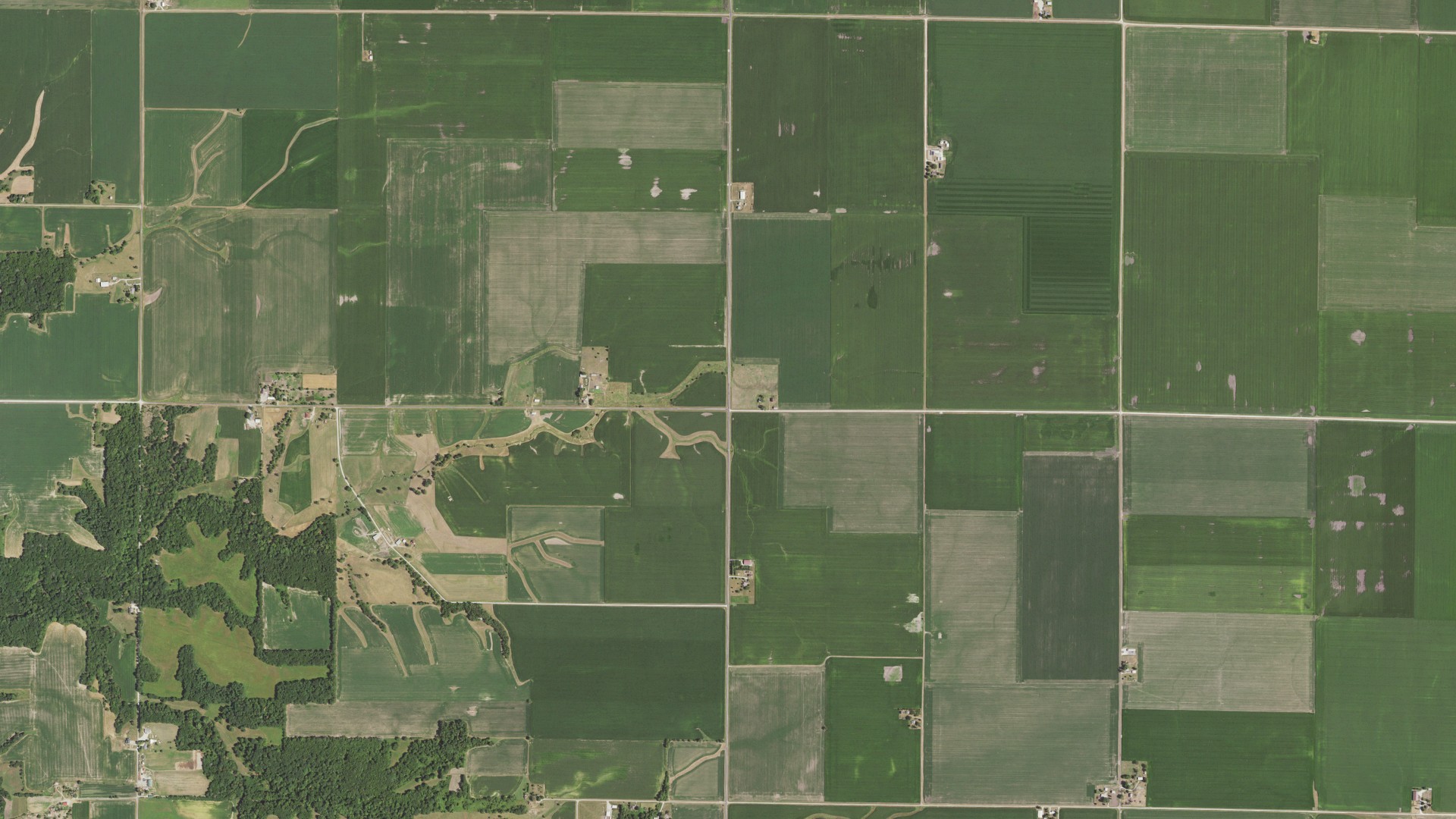 Aerial view of land around Ellison, Illinois