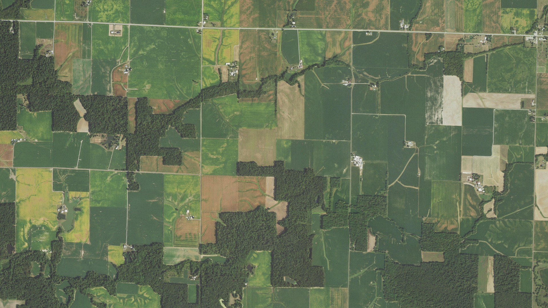 Aerial view of land around Plum Hill, Illinois