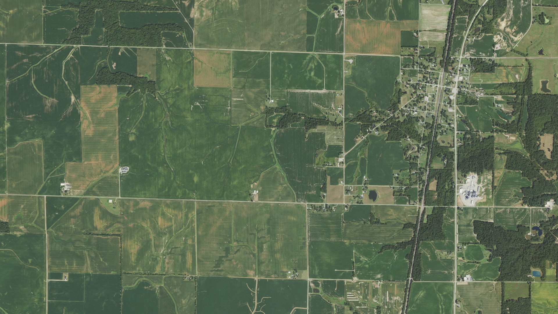 Natural-color aerial photograph of land around Richview, Illinois