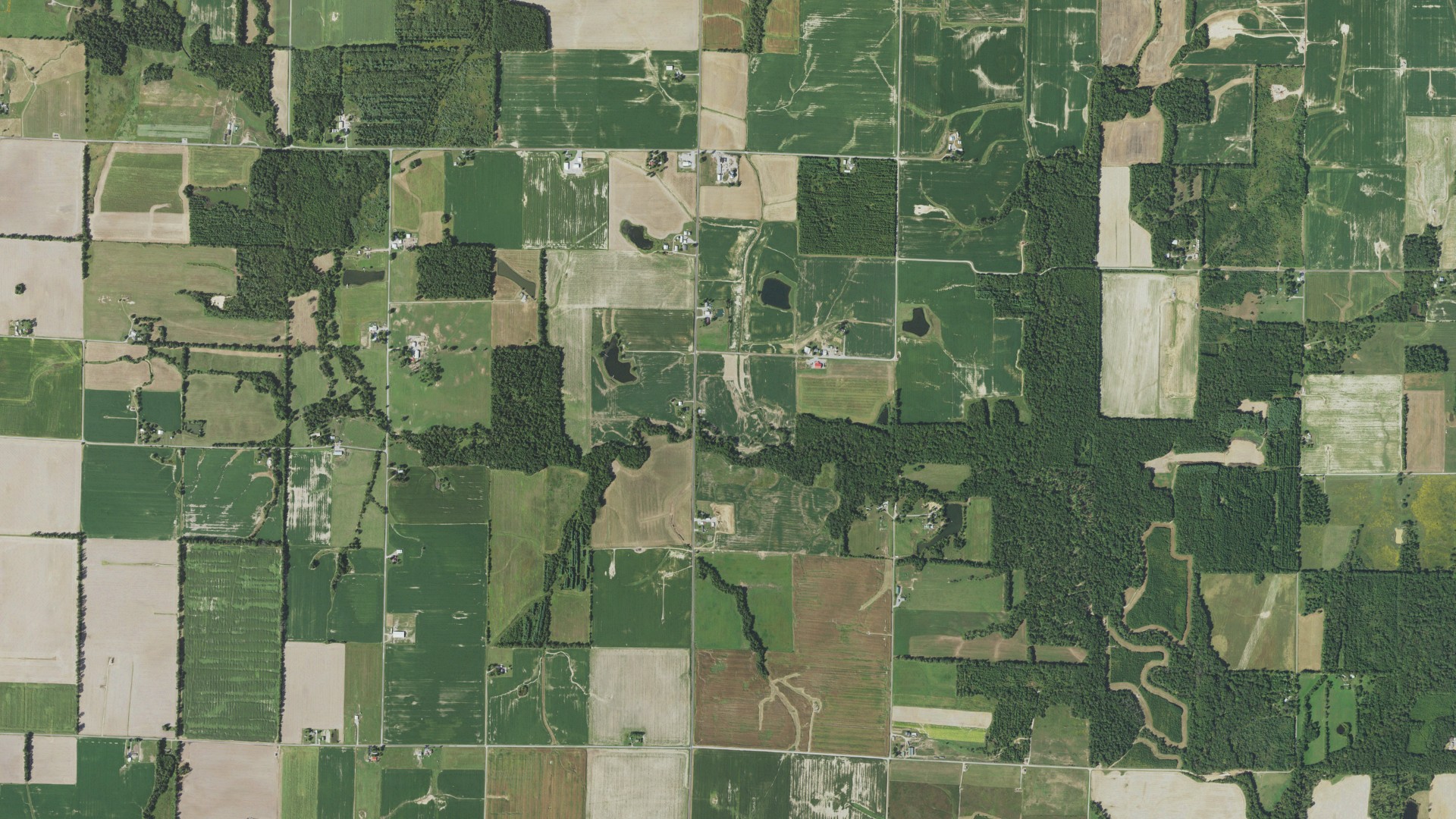Aerial view of land around Berry, Illinois