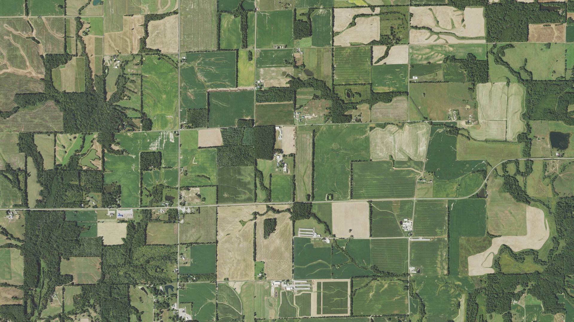 Aerial view of land around Orchard, Illinois
