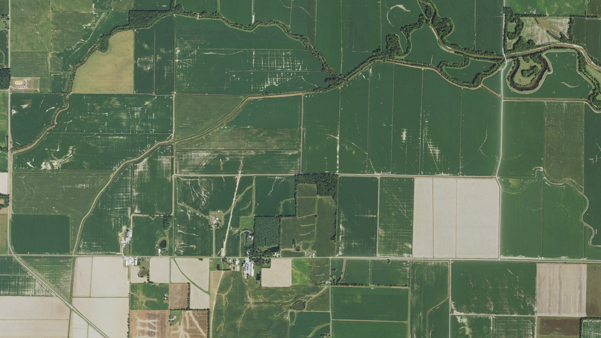 Aerial view of land around Orel, Illinois