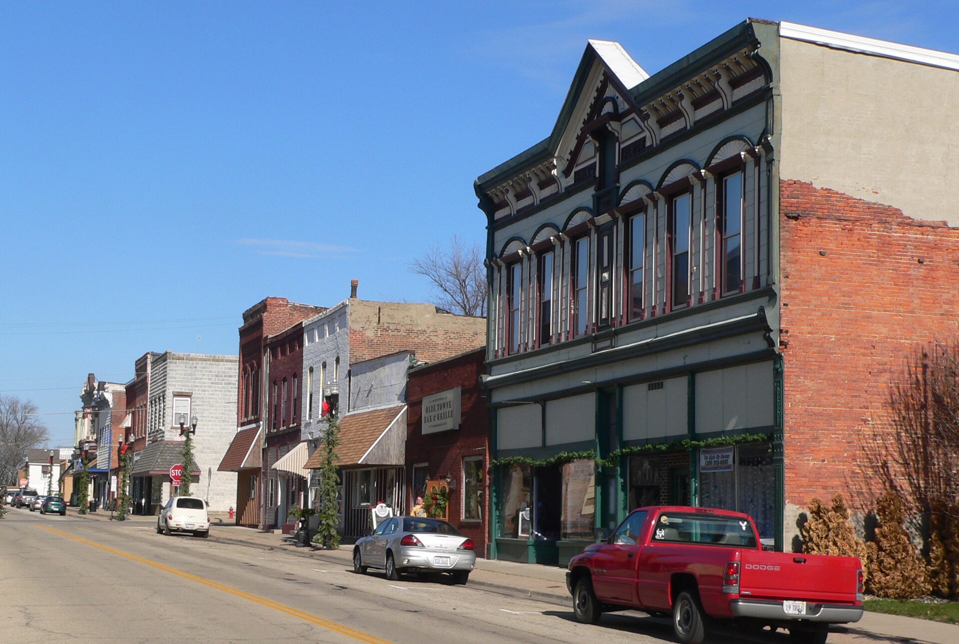 Downtown streets in Delavan, Illinois