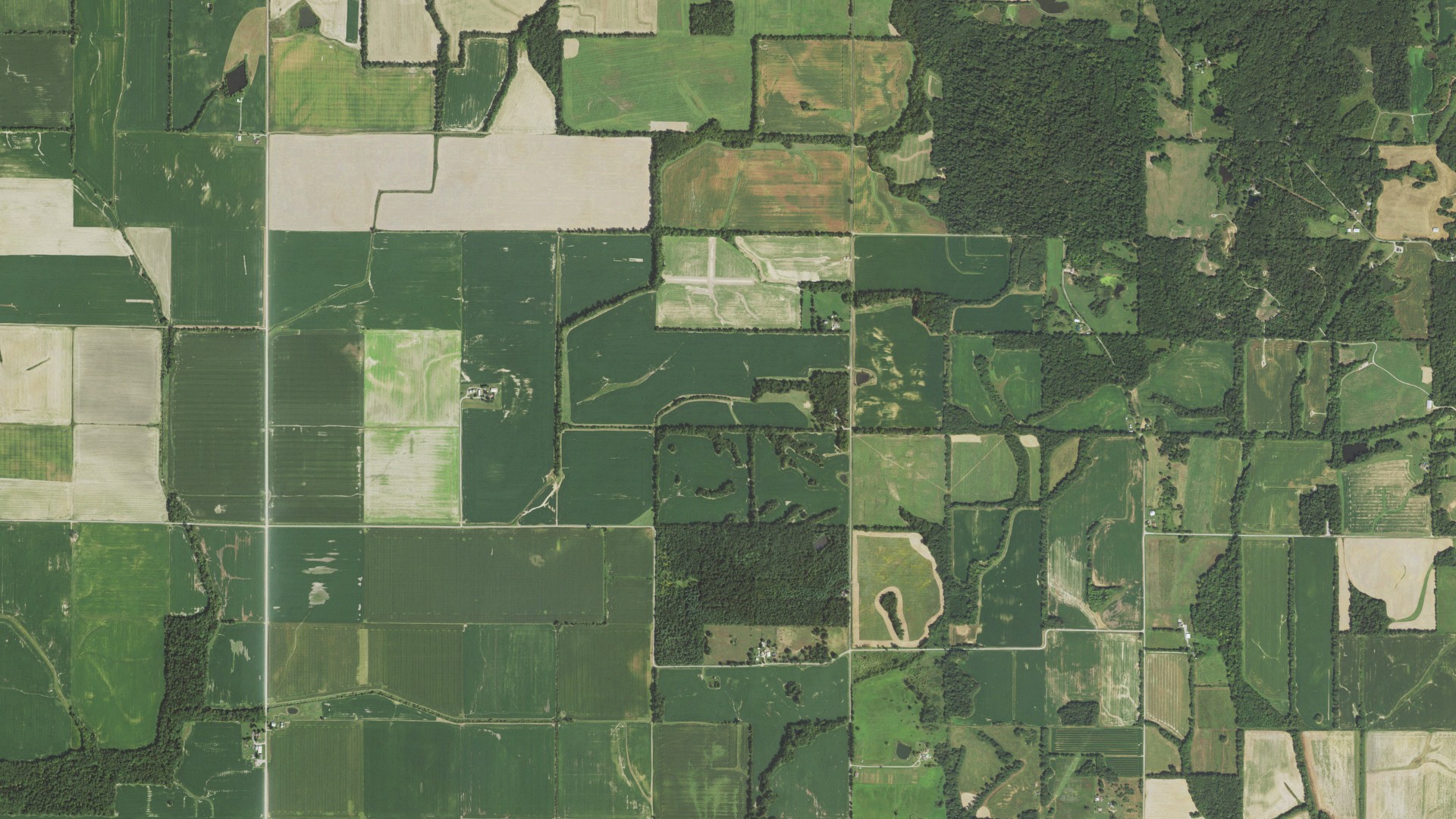 Aerial view of land around Burnt Prairie, Illinois