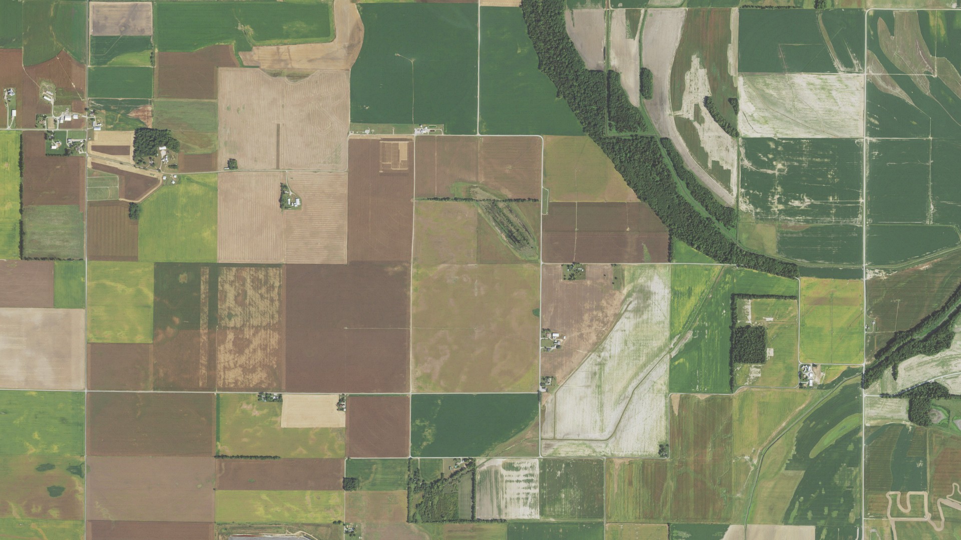 Aerial view of land around Hawthorne, Illinois