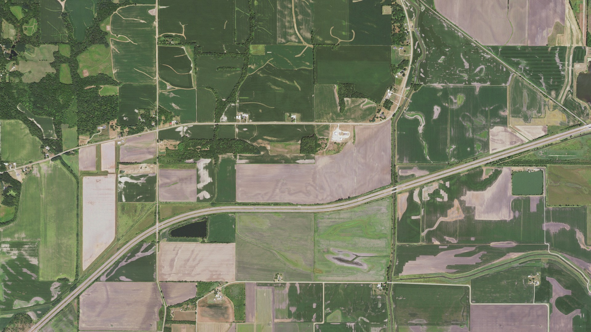 Aerial view of land around Fenton, Illinois