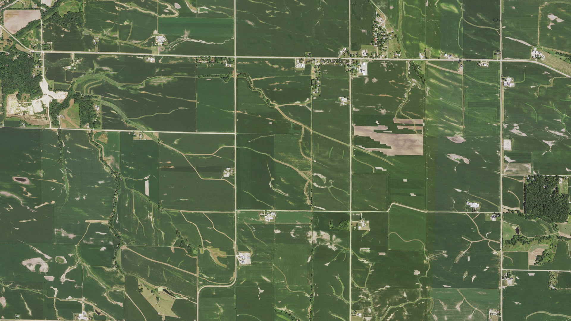 Aerial view of land around Garden Plain, Illinois