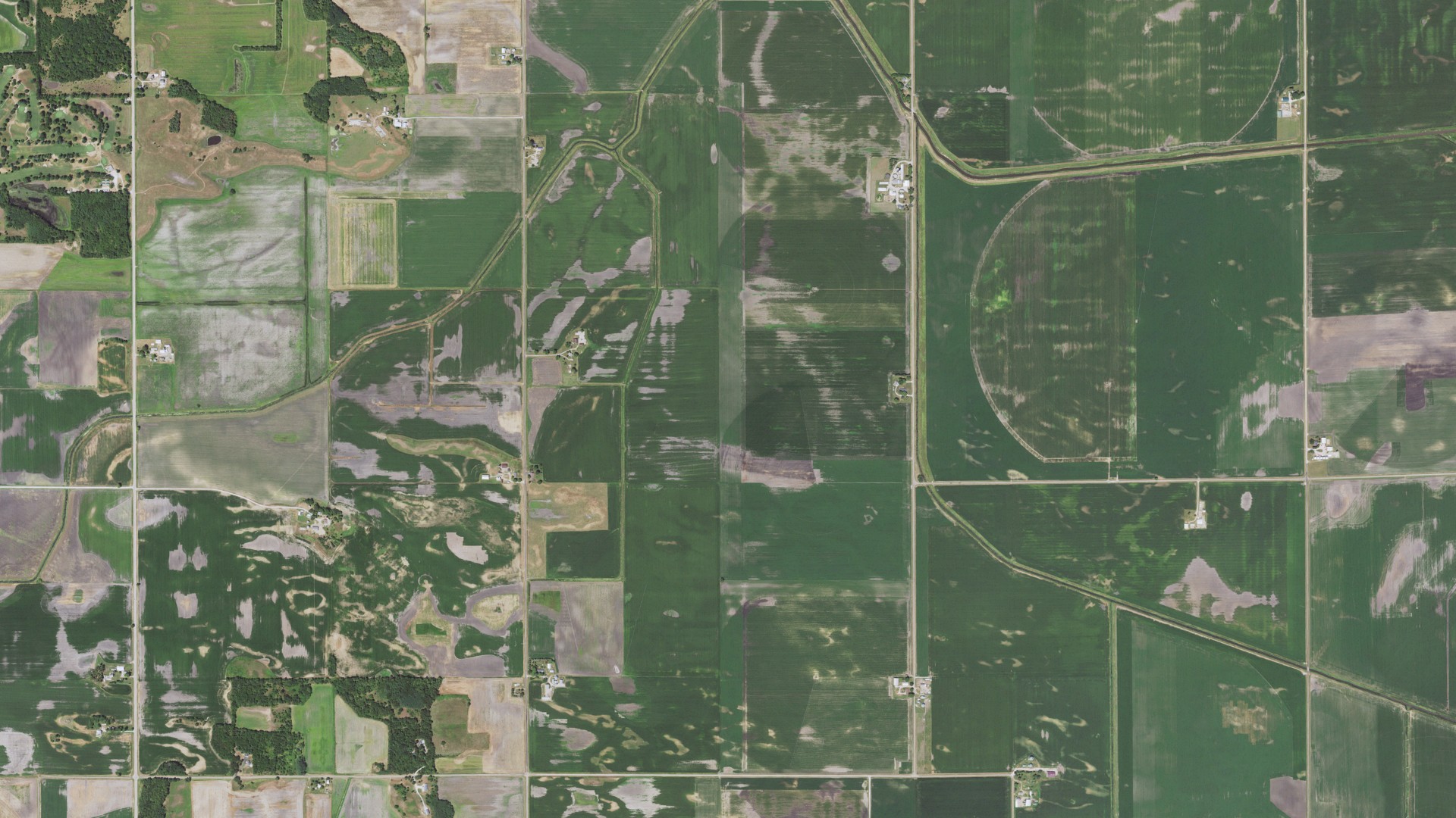 Aerial view of land around Prophetstown, Illinois