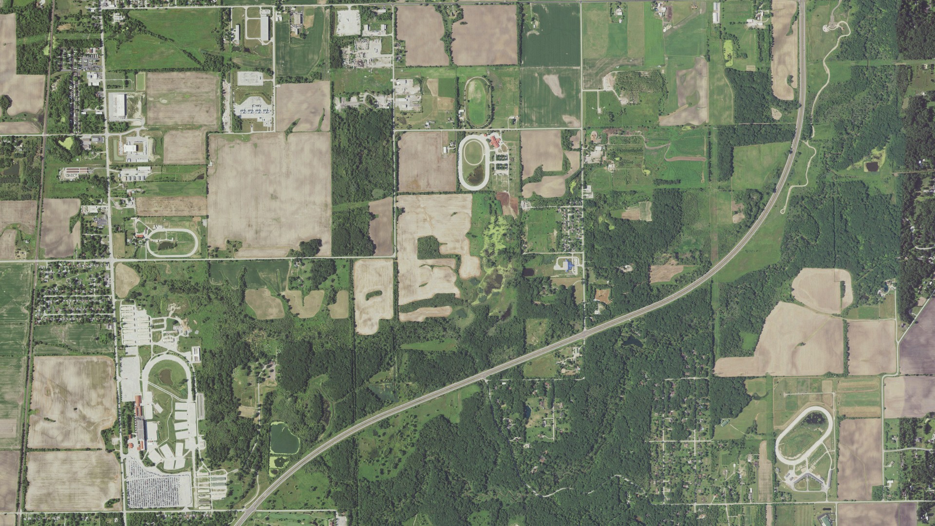 Aerial view of land around Crete, Illinois