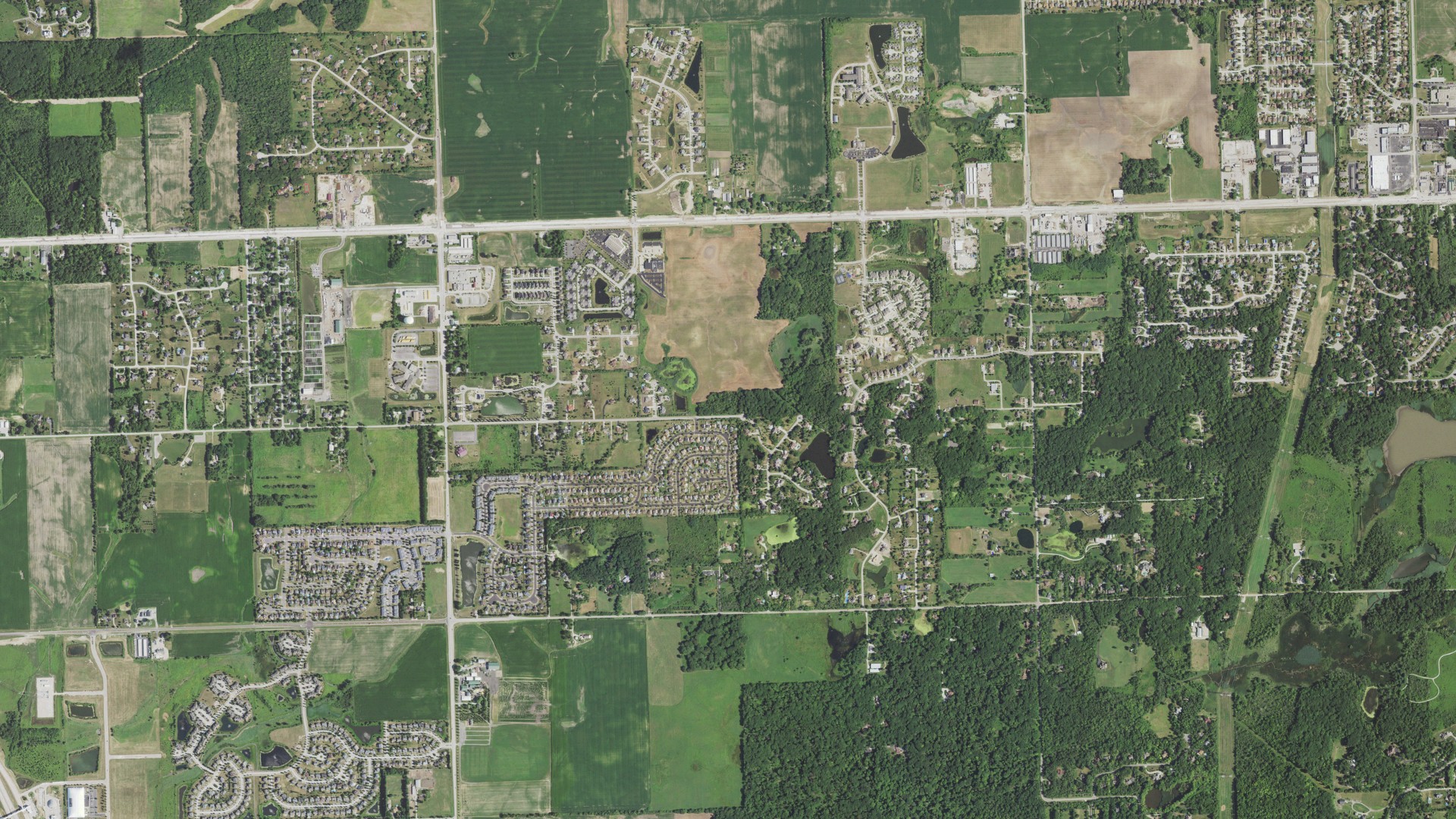 Aerial view of land around Homer, Illinois