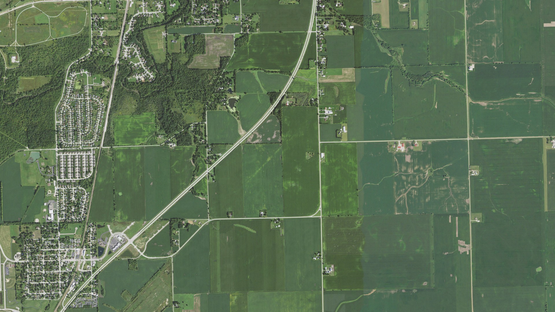 Aerial view of land around Jackson, Illinois