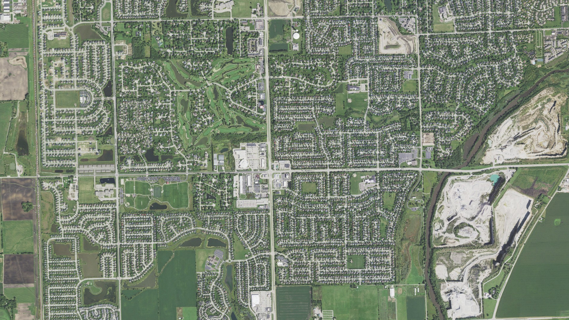 Aerial view of land around Wheatland, Illinois