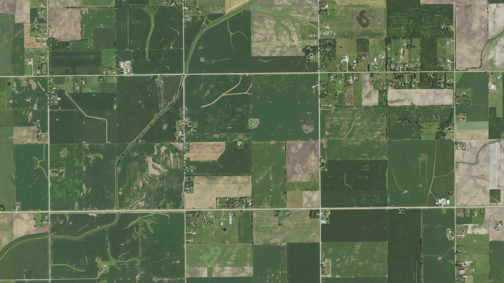 Aerial view of land around Will, Illinois