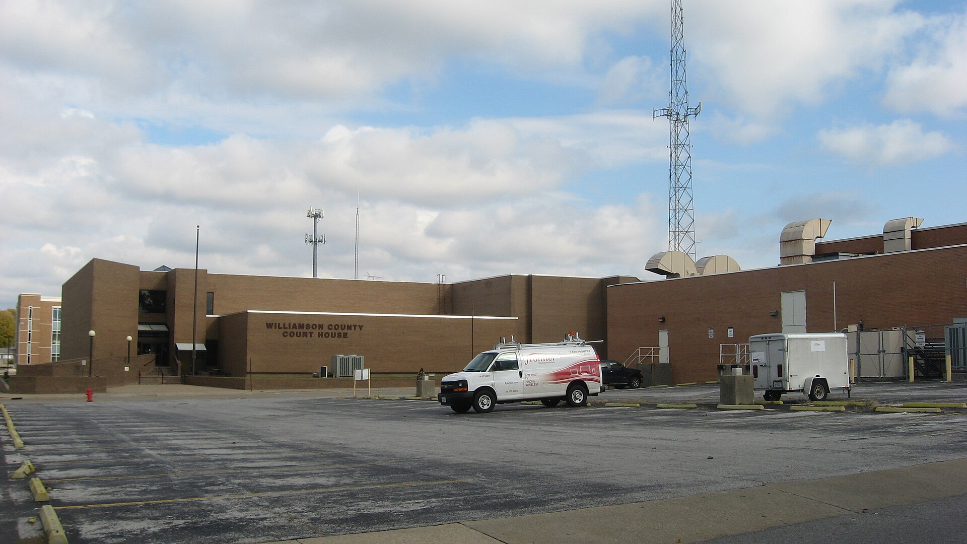Southern front of the Williamson County Courthouse, located at 200 W. Jefferson Street in Marion, Illinois, United States. It was built in 1971.