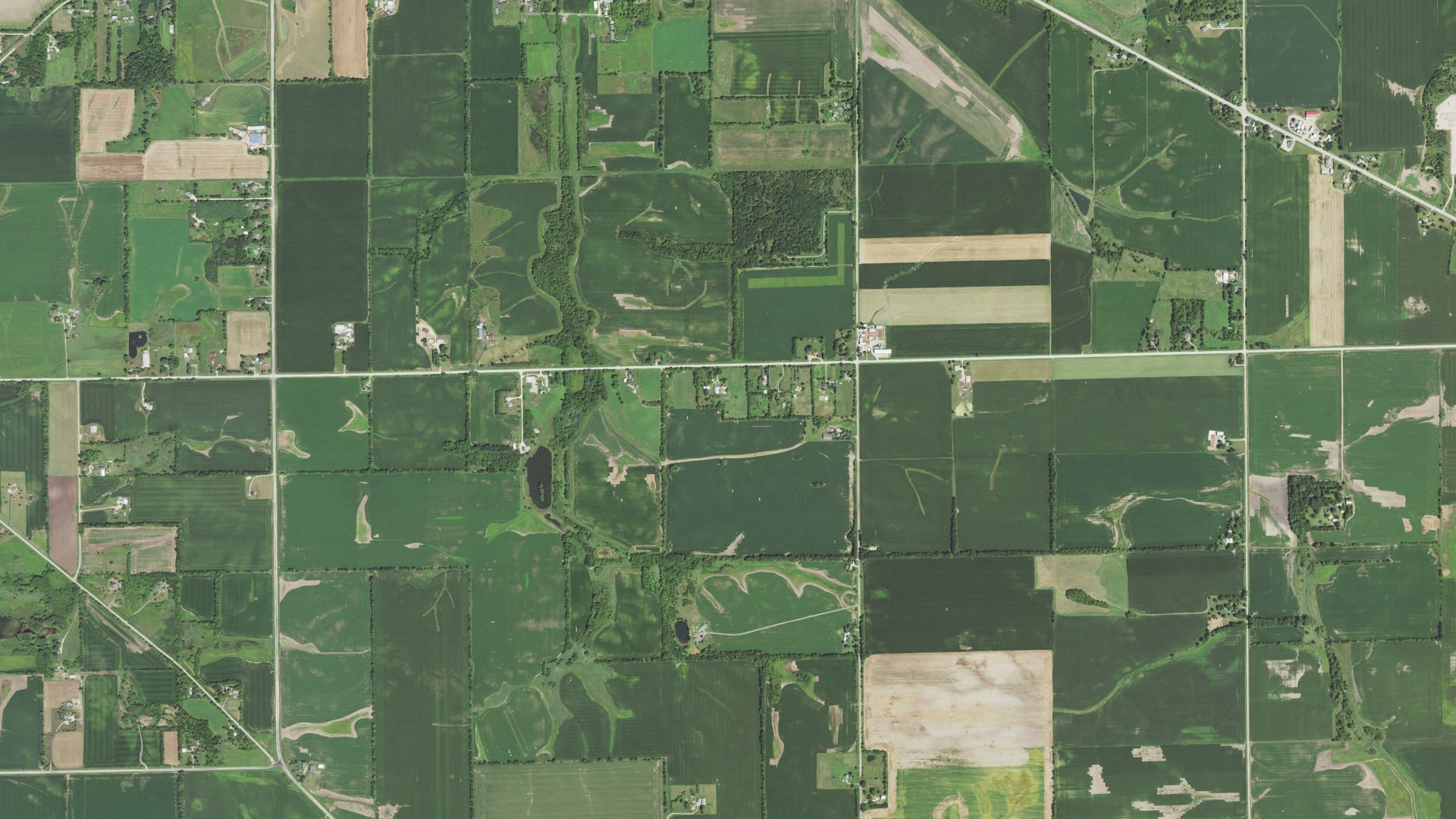 Aerial view of land around Burritt, Illinois
