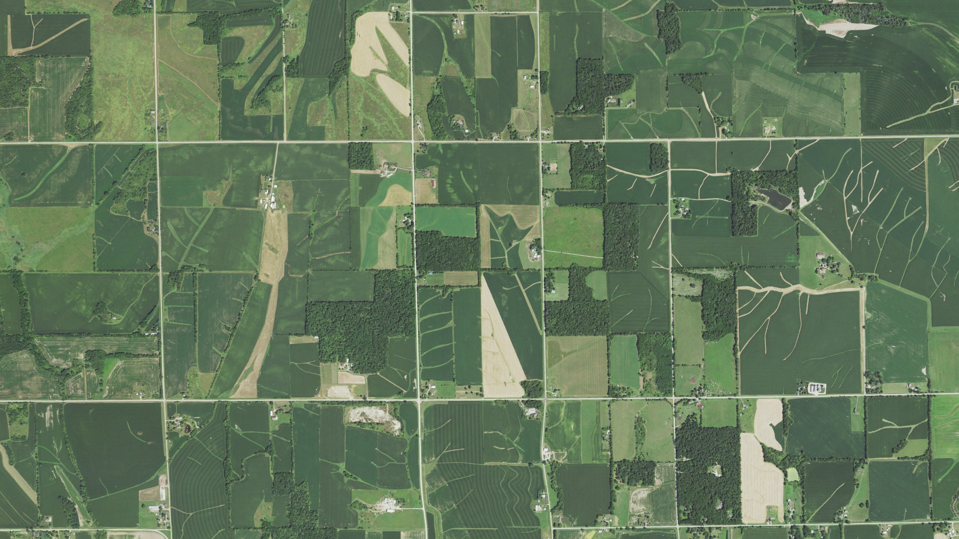 Aerial view of land around Laona, Illinois