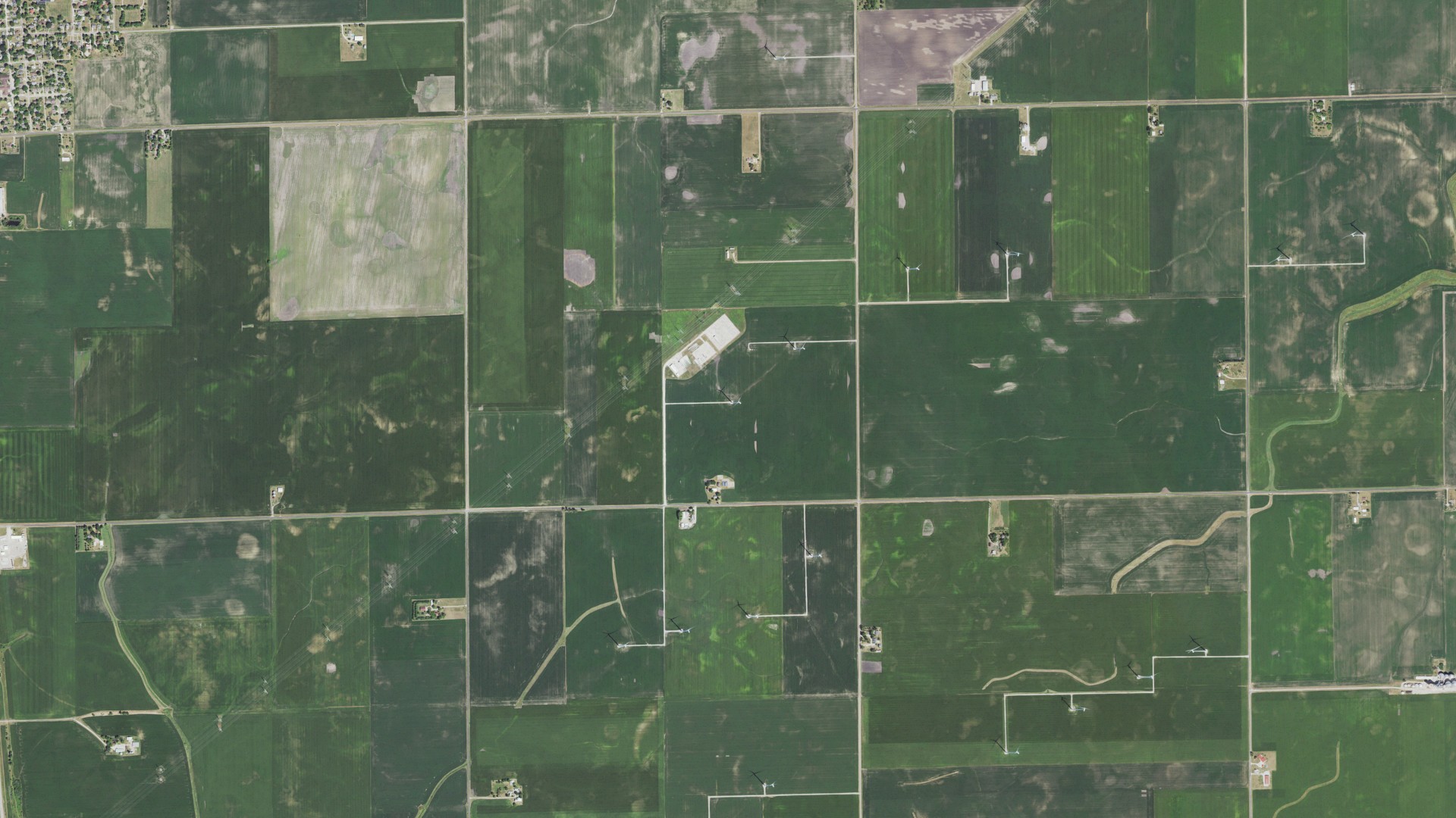 Aerial view of land around Minonk, Illinois