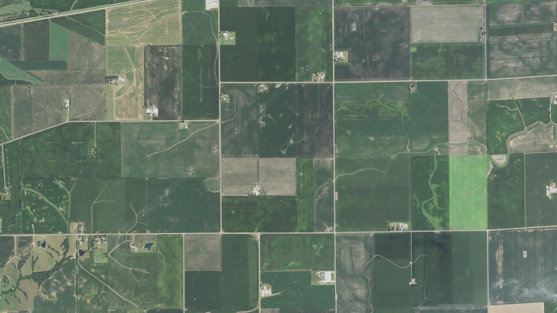 Aerial view of land around Olio, Illinois