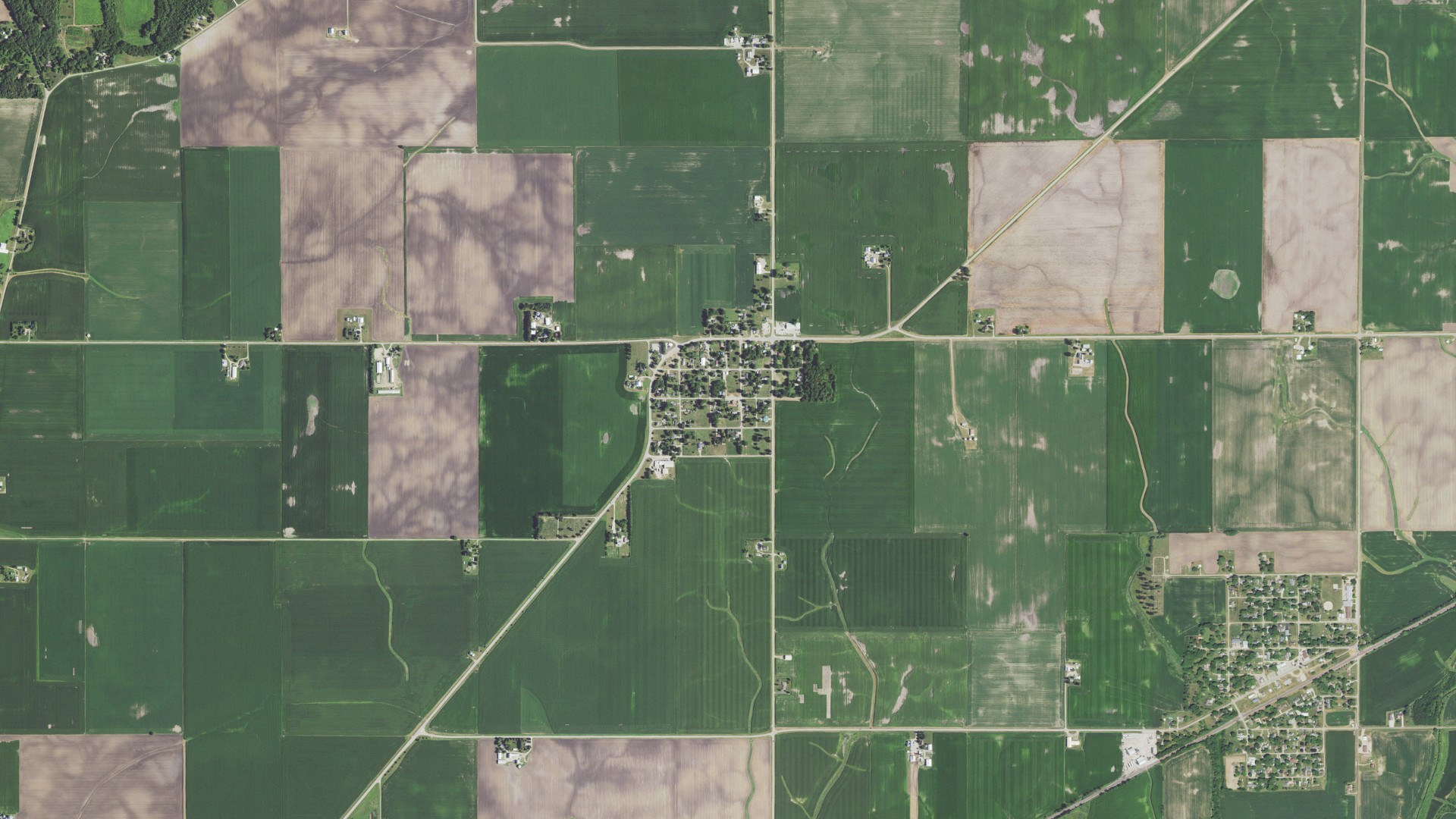 Aerial view of land around Dover, Illinois