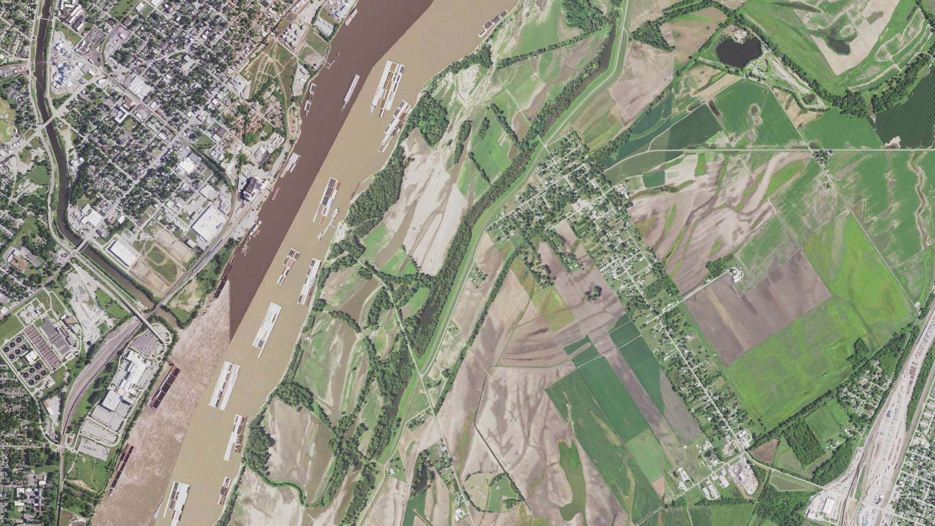 Natural-color aerial photograph of land around East Carondelet, Illinois