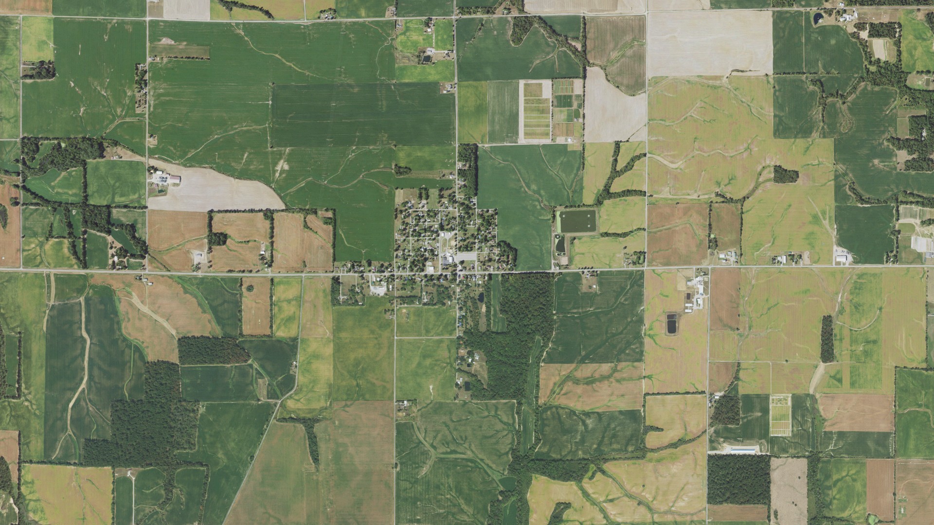 Aerial view of land around Ewing, Illinois